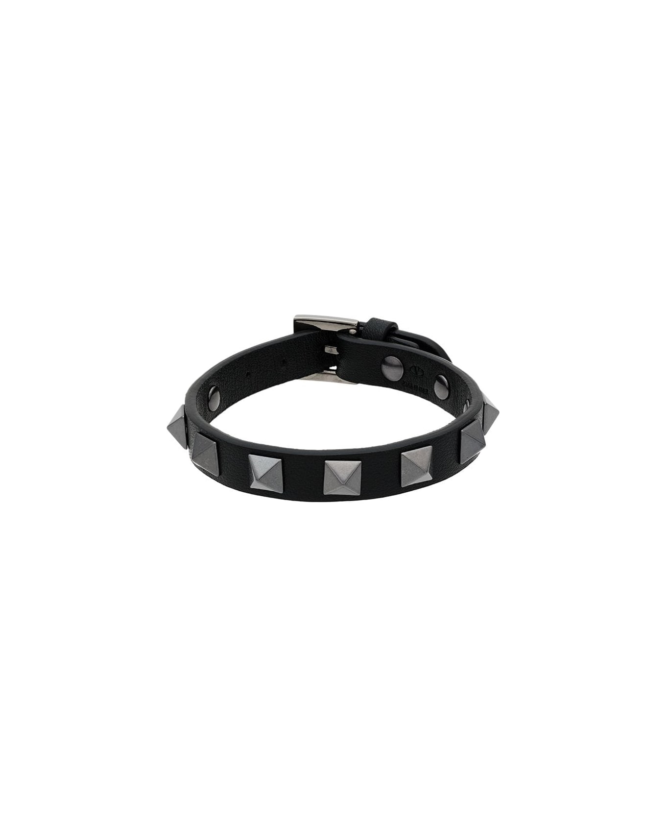 Valentino Garavani Leather Studded Bracelet (8x8mm) - No Nero ブレスレット