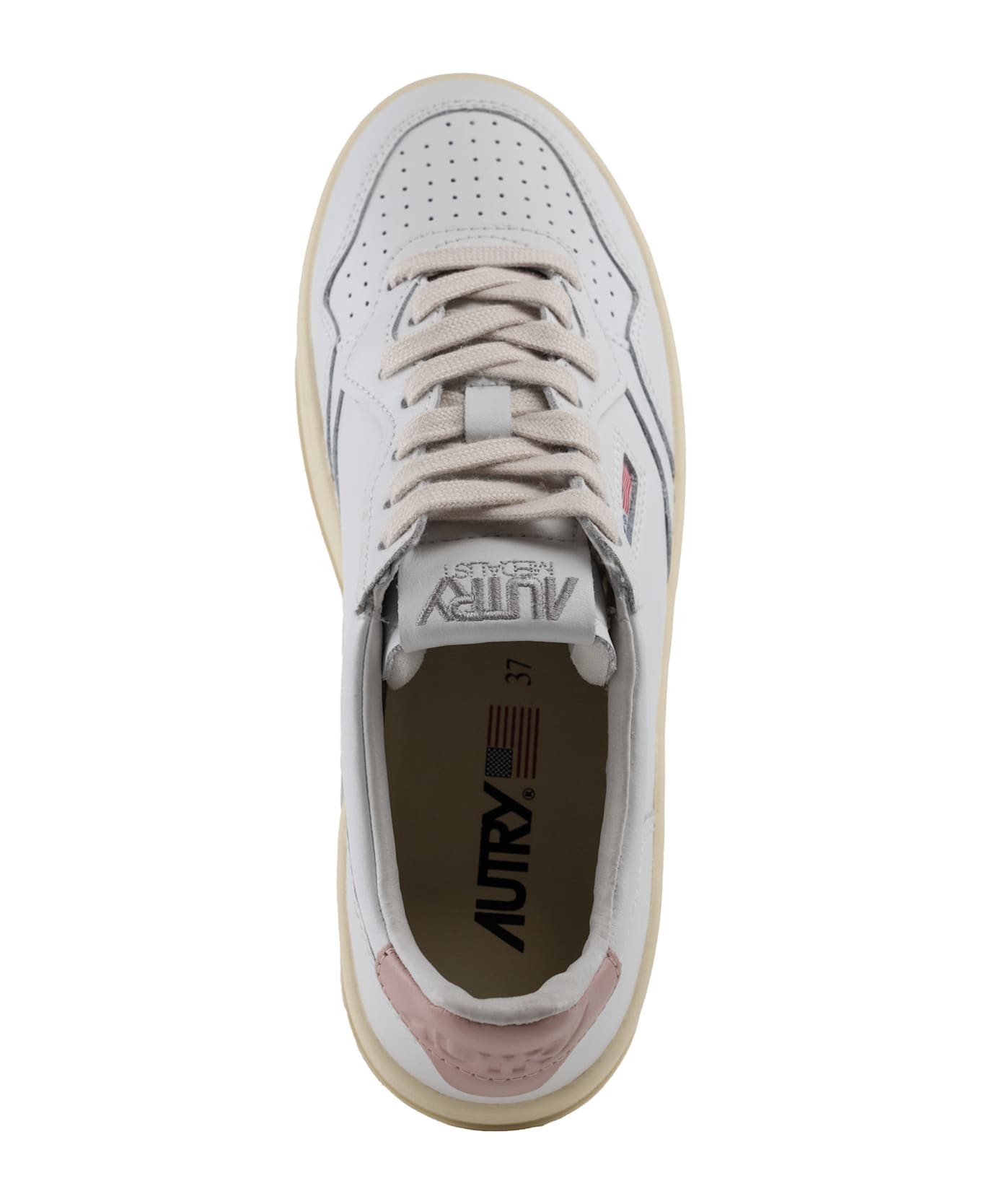 Autry Medalist Platform Sneakers In Leather - Leat/leat wht/powder