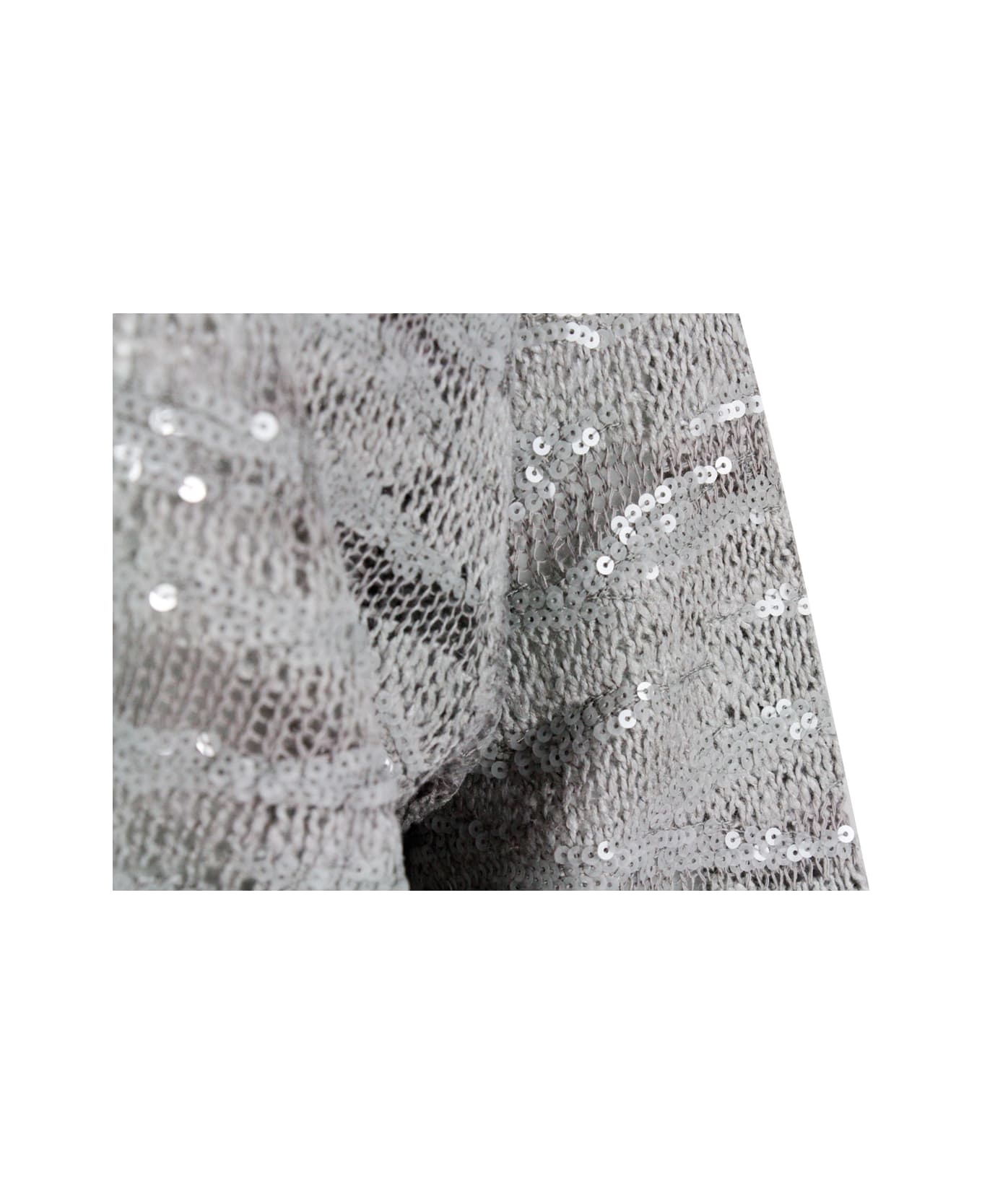 Brunello Cucinelli Animal Print Sweater In Silk, Linen And Hemp. - Grey