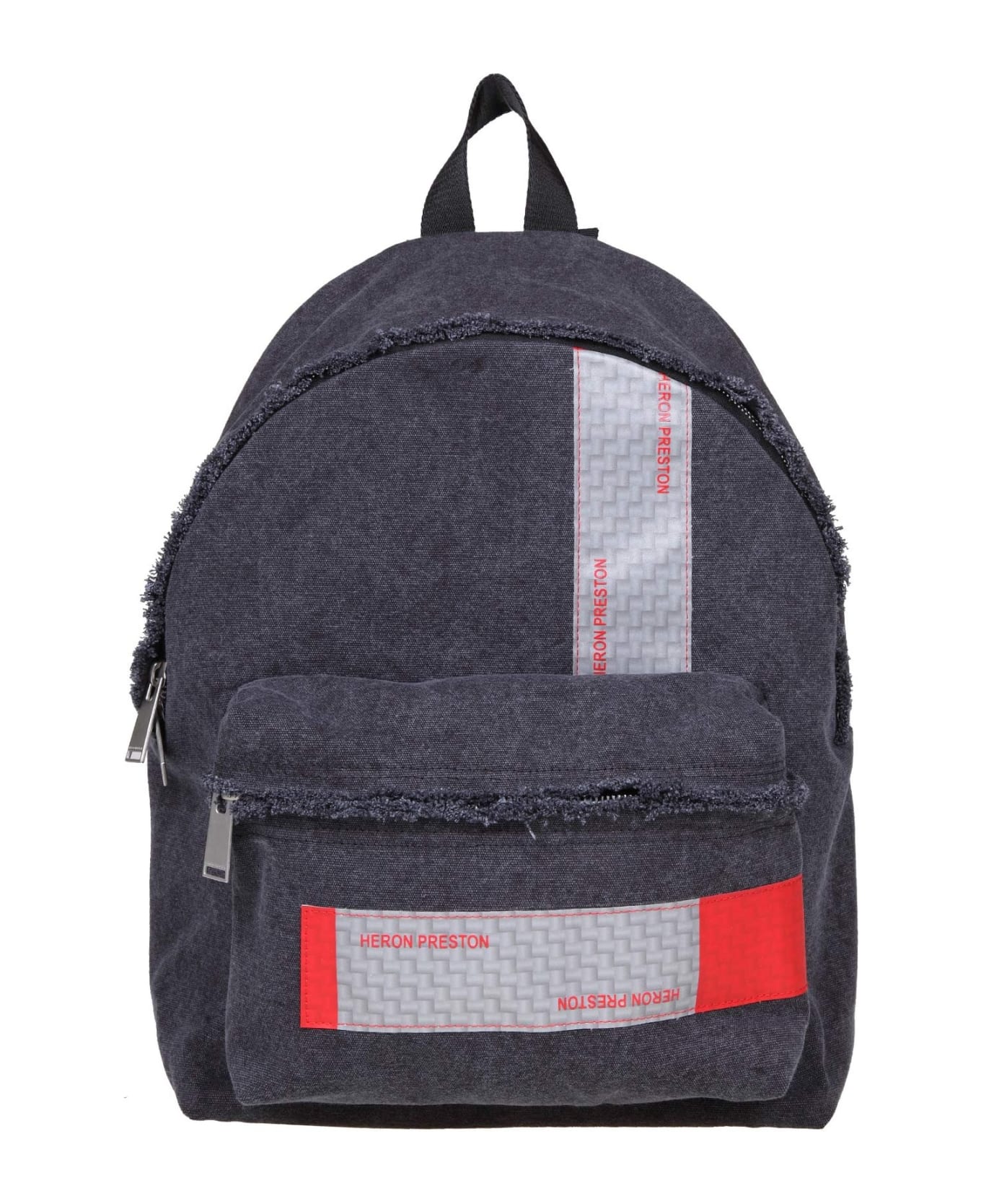 HERON PRESTON Backpack In Worn Effect Cotton - Black