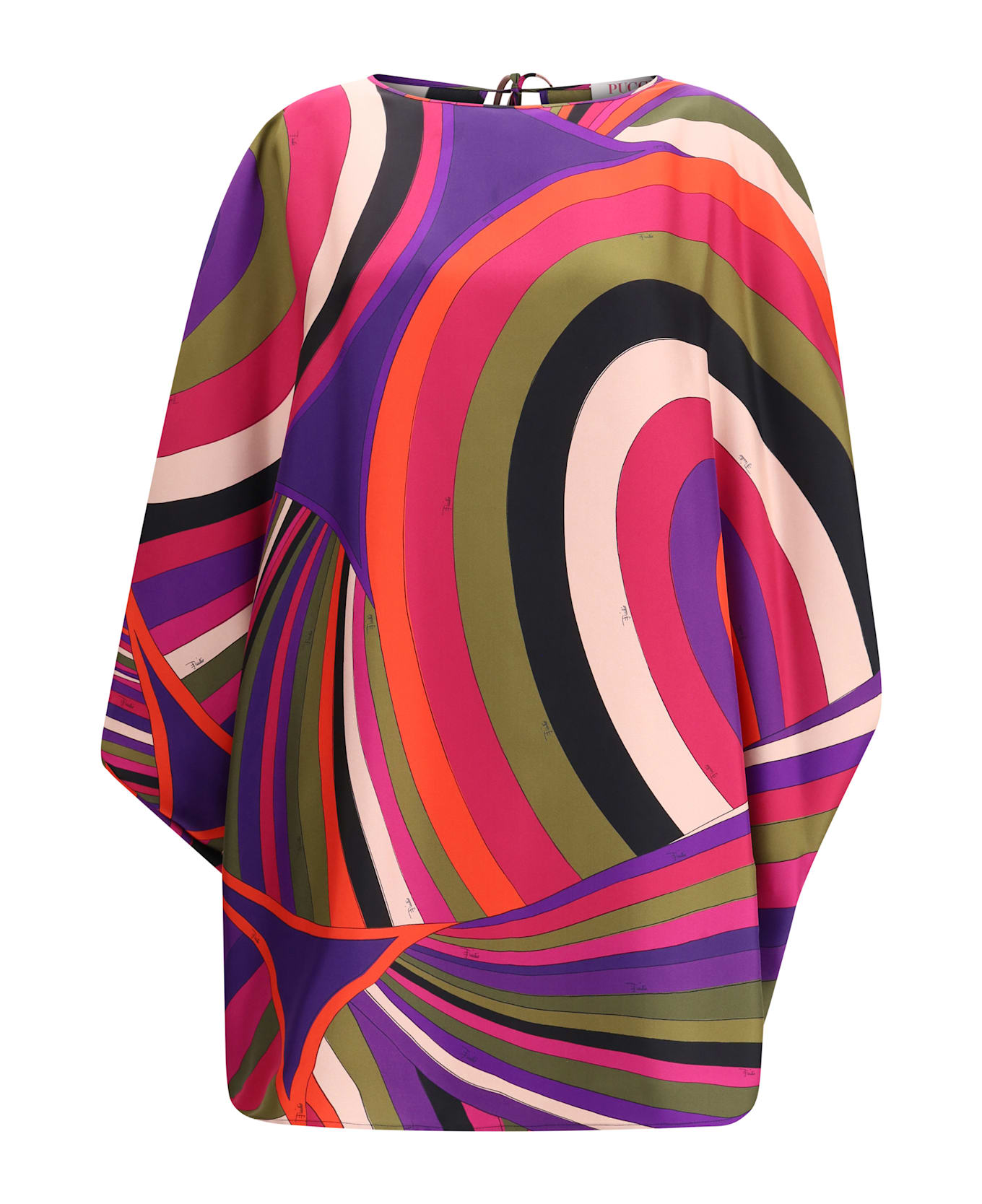Pucci Short Caftan In Silk With Marmo Print