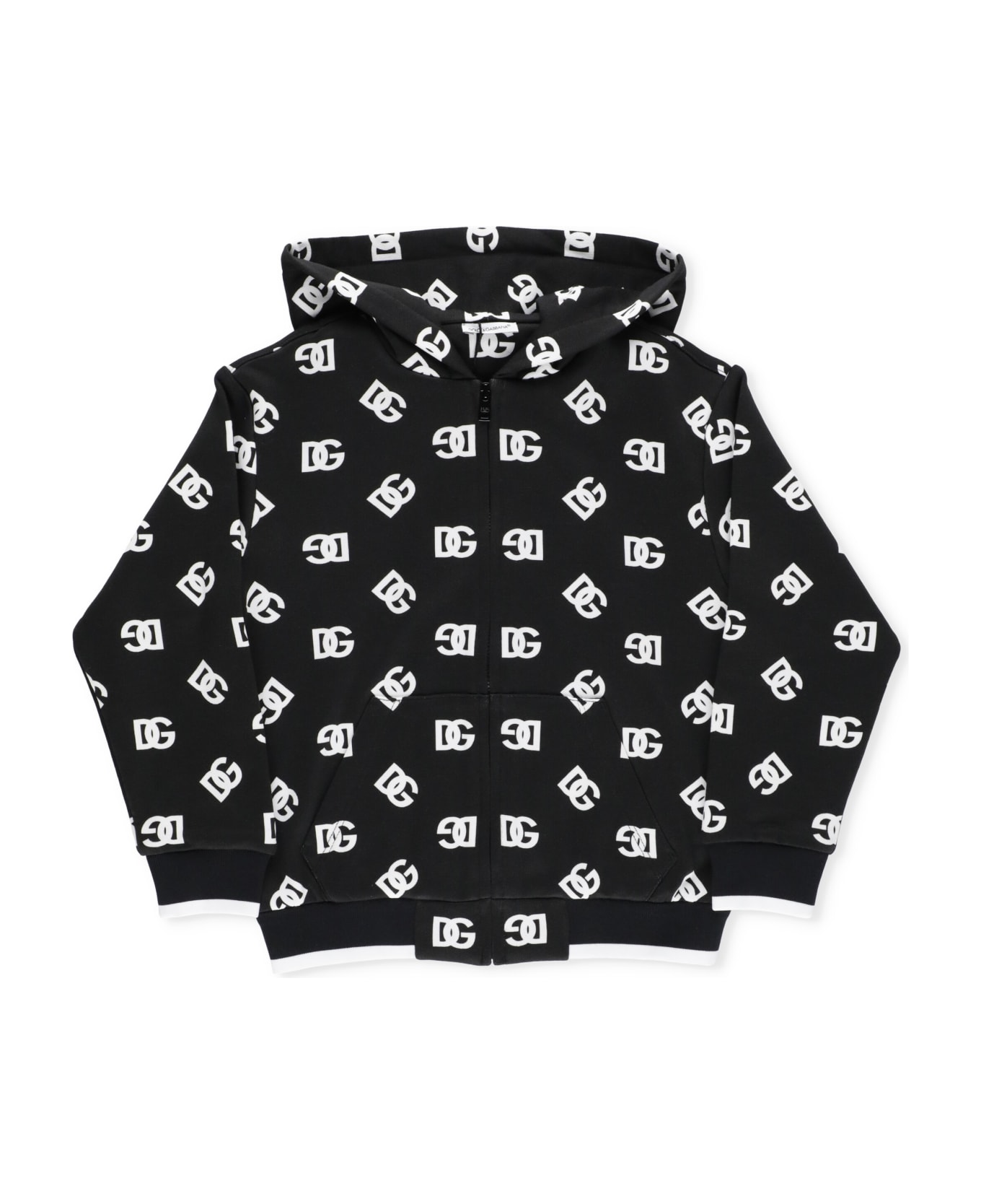 Dolce & Gabbana Hooded Sweatshirt With Logo - DG BIANCO FDO.NERO