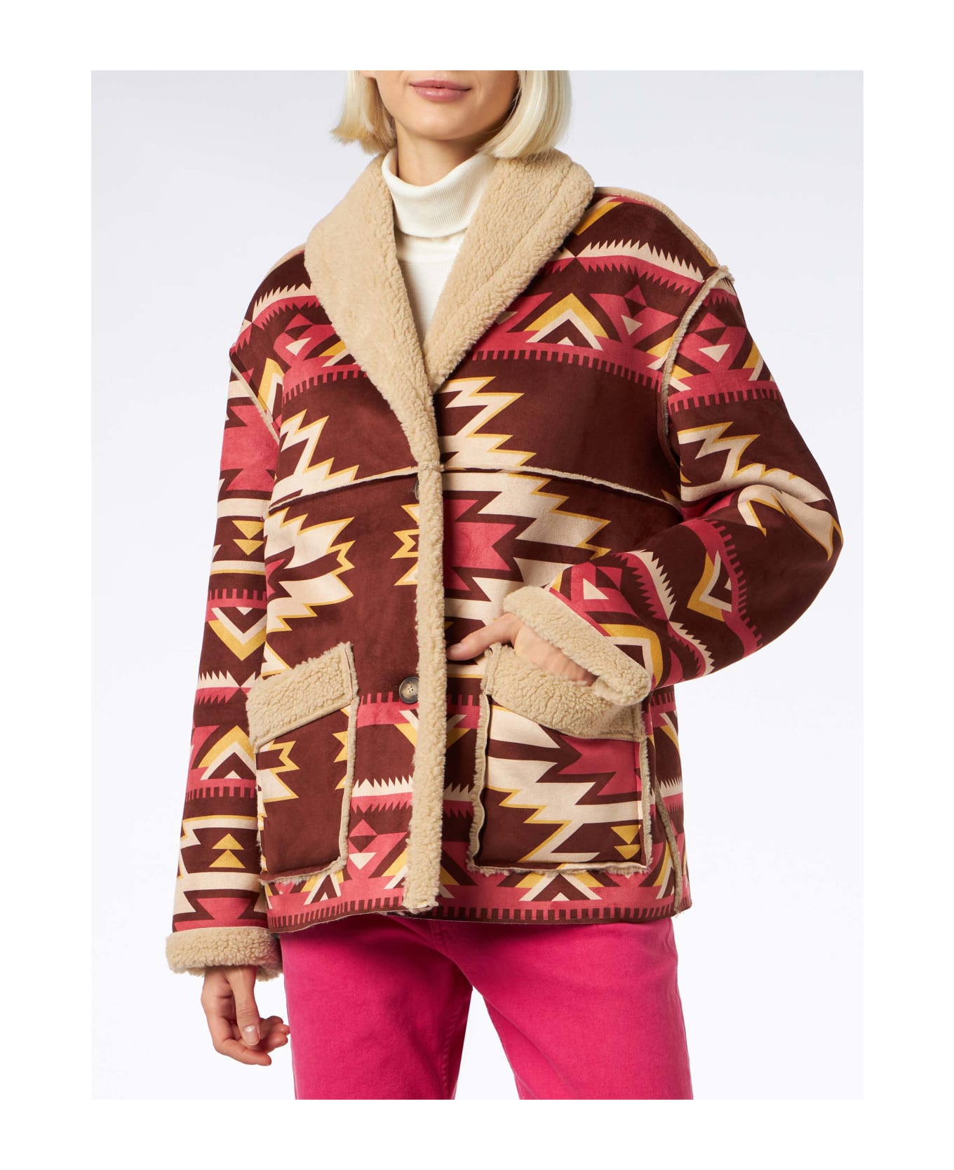 MC2 Saint Barth Woman Reversible Shearling Jacket - MULTICOLOR
