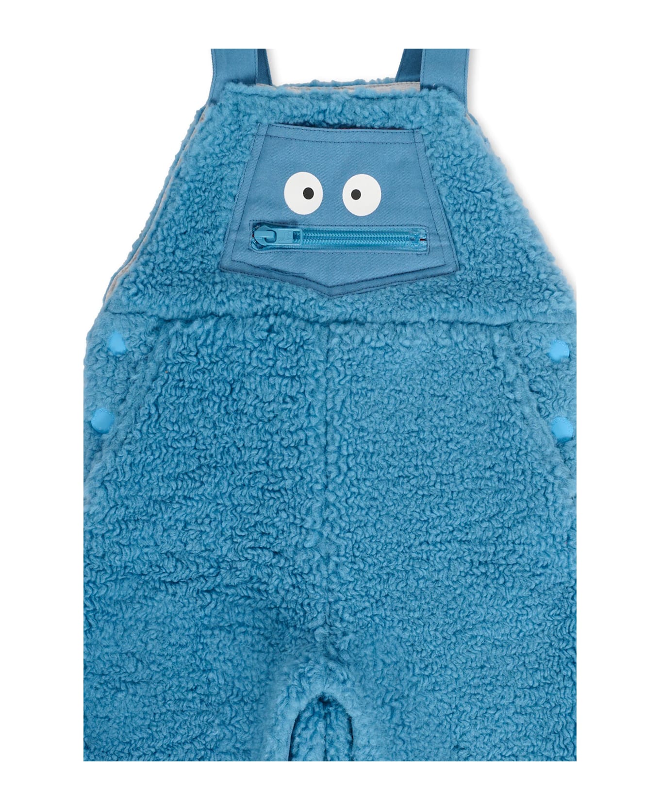 Stella McCartney Kids Light Blue Dungarees For Baby Boy With Yeti - Light Blue
