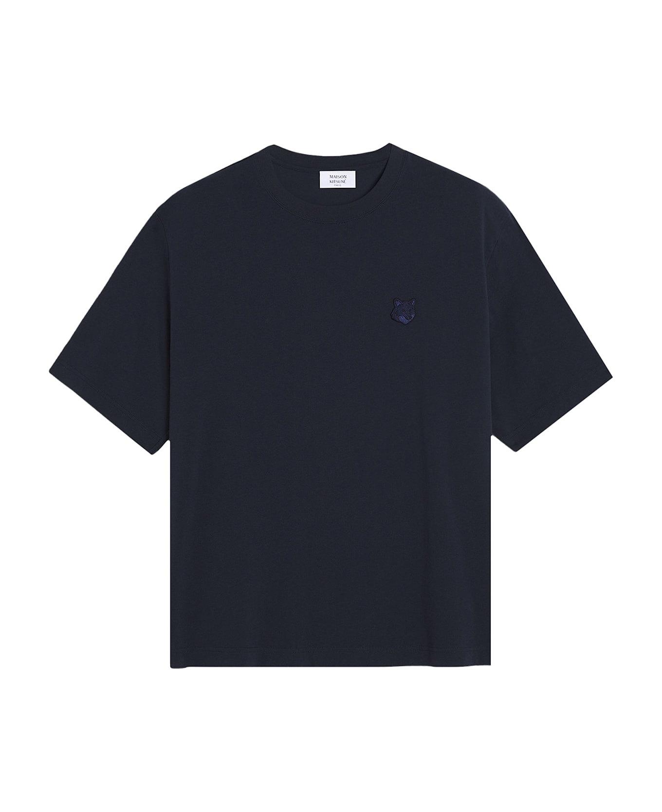 Maison Kitsuné Cotton T-shirt With Iconic Logo Patch - Blue