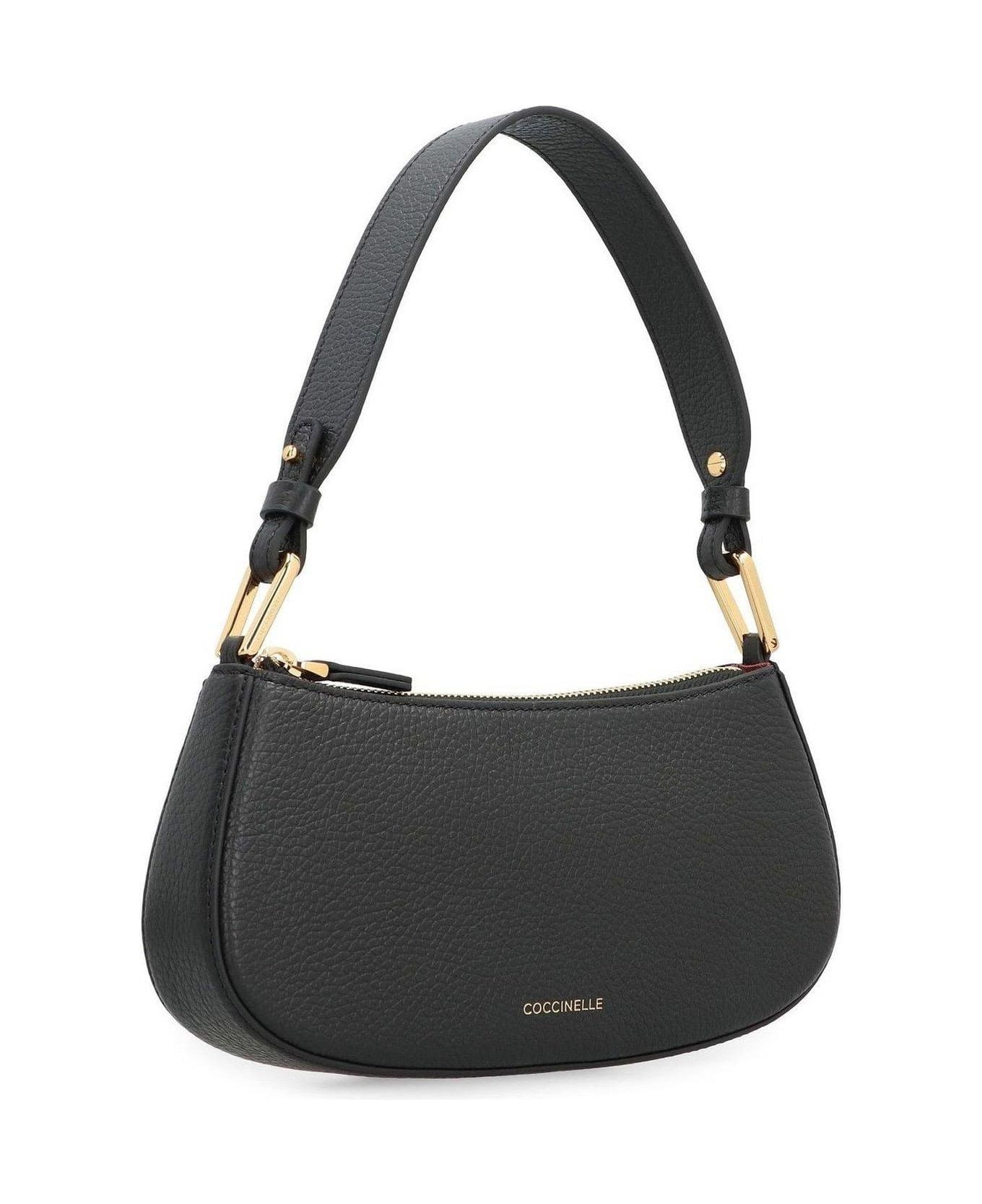 Coccinelle Logo Stamp Zipped Shoulder Bag - Black