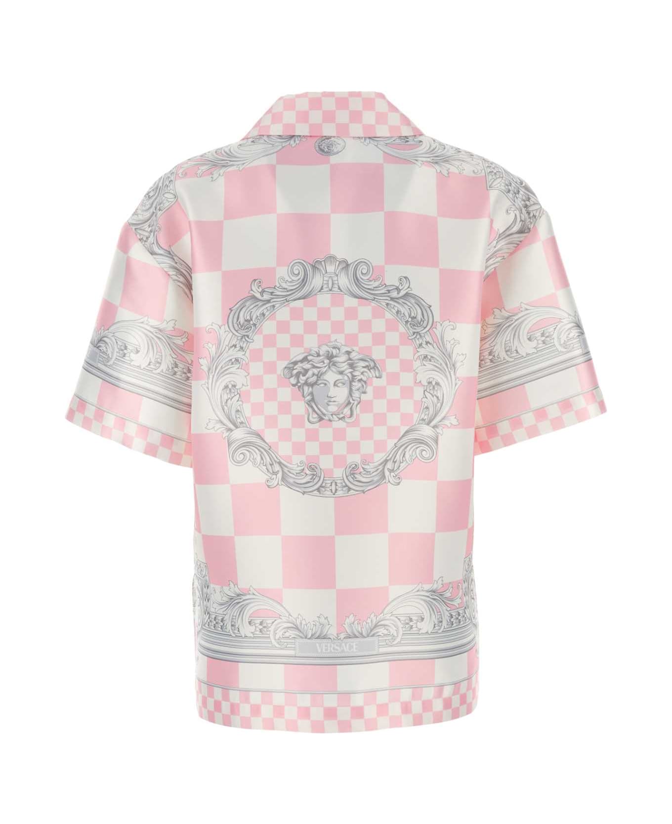 Versace Printed Duchesse Shirt - 5X490PASTELPINKWHITESILVER
