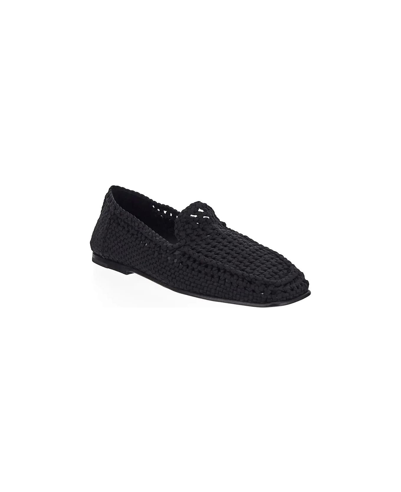 Dolce & Gabbana Crochet Slippers - Black ローファー＆デッキシューズ