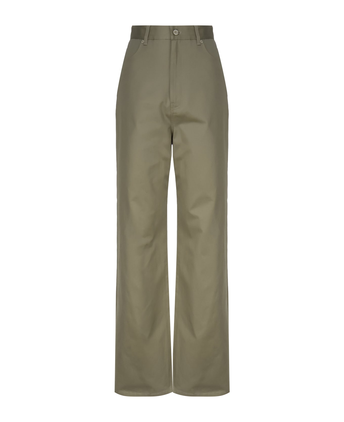 Loewe Logo Patch High-waisted Trousers - Military green