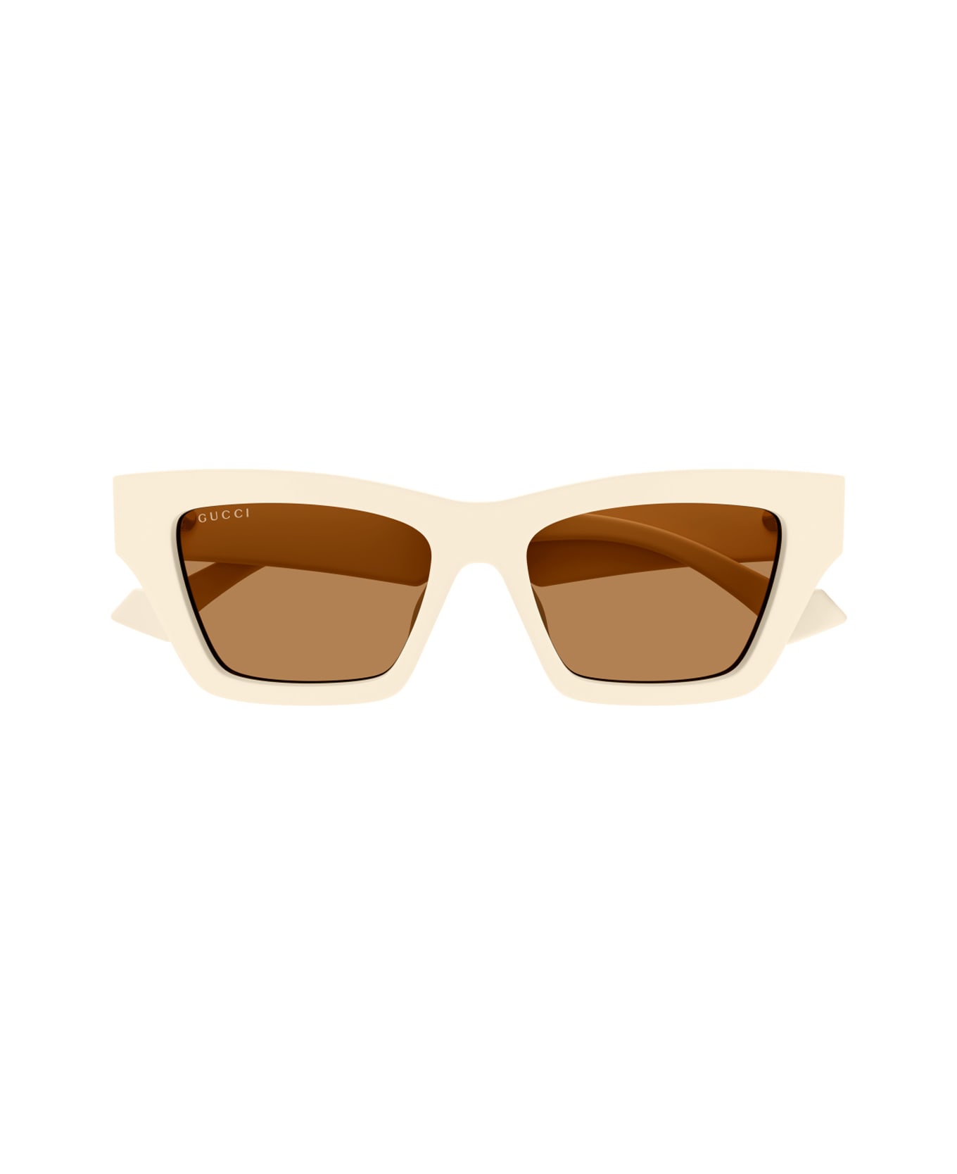 Gucci Eyewear Gucci Gg1753s Linea Emblem 003 Ivory Brown Sunglasses - Avorio