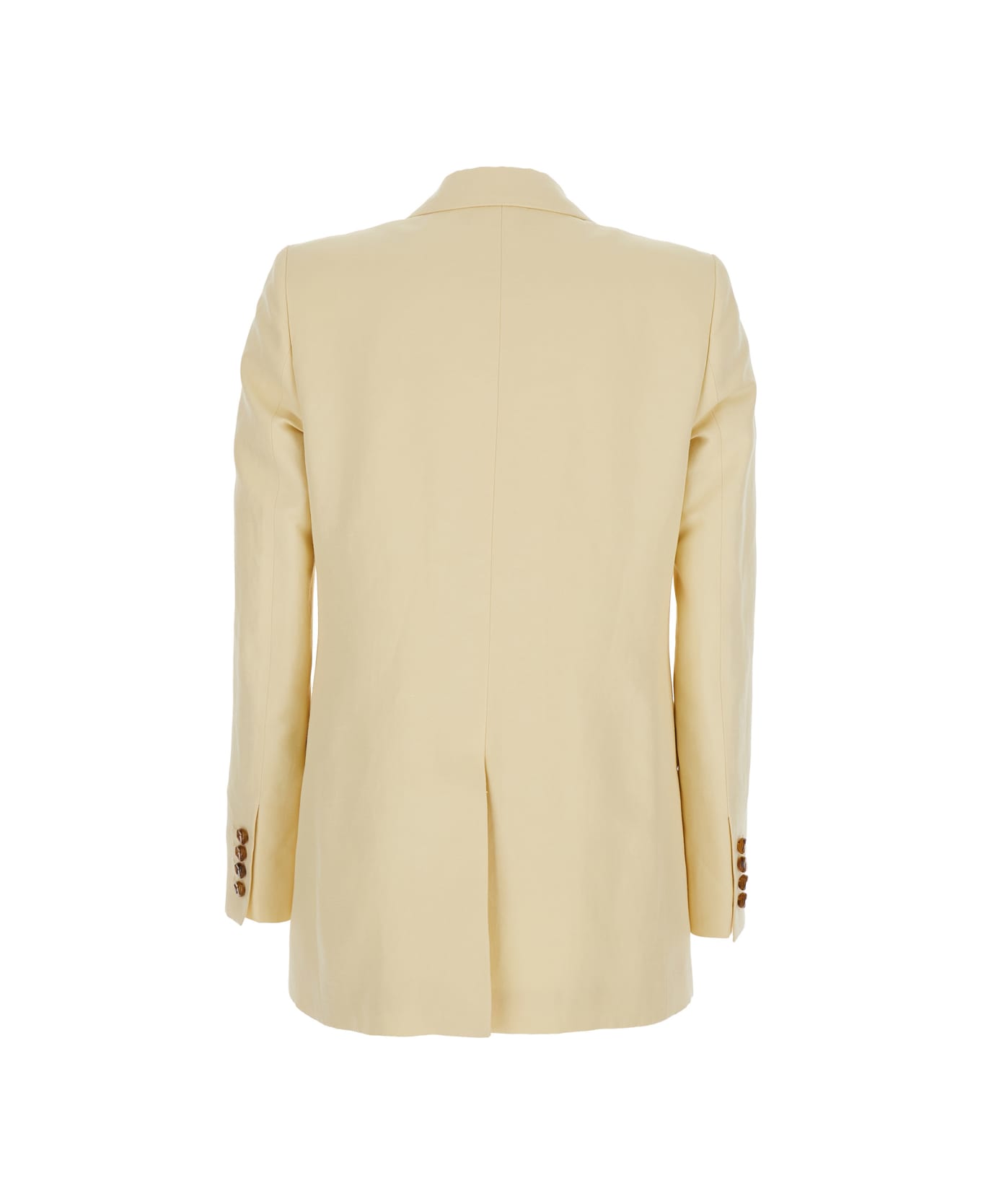 Blazé Milano 
savannah
 Beige Double-breasted Jacket With Peak Revers In Linen And Silk Blend Woman - Beige