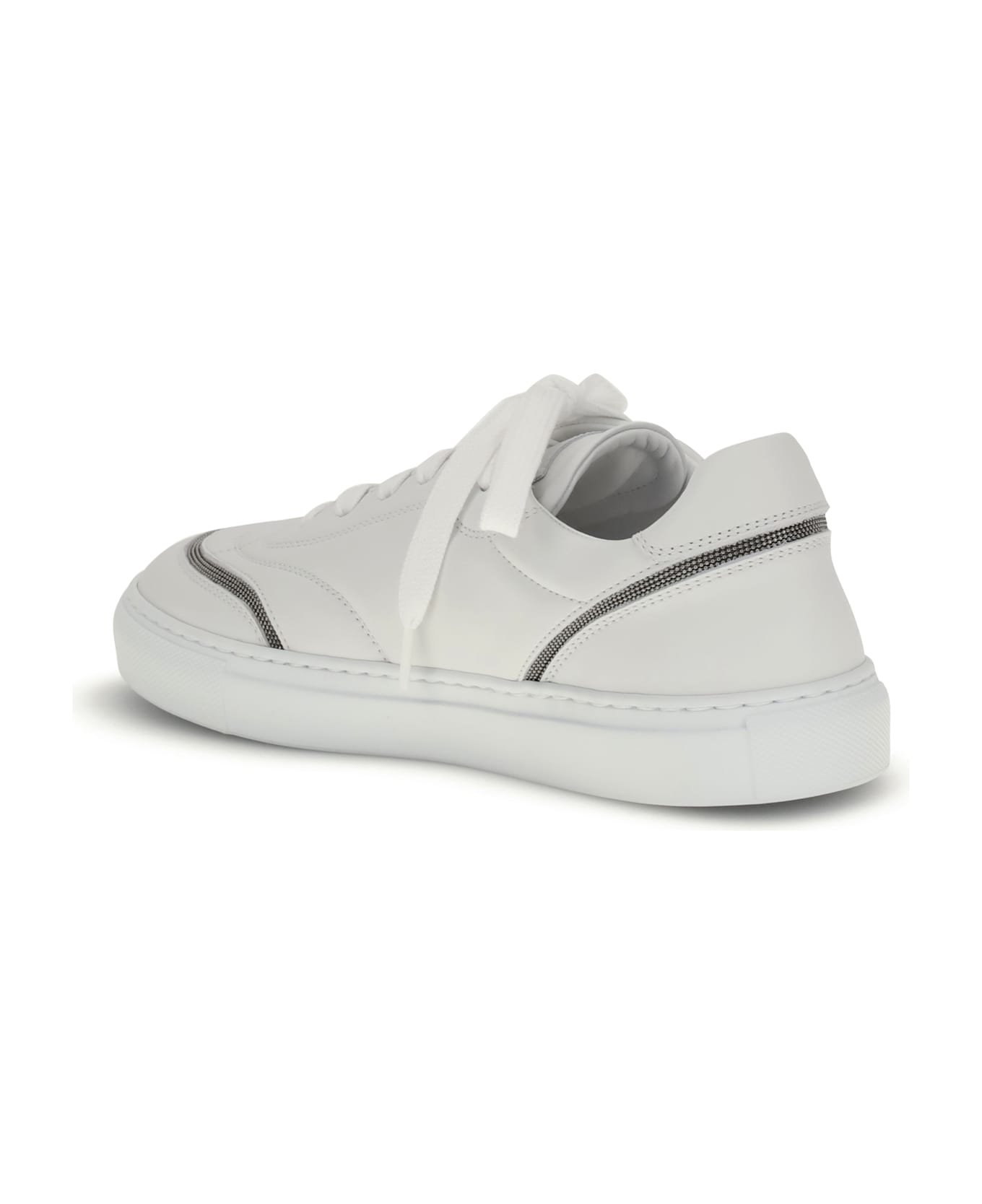 Brunello Cucinelli Leather Sneakers With Shiny Details