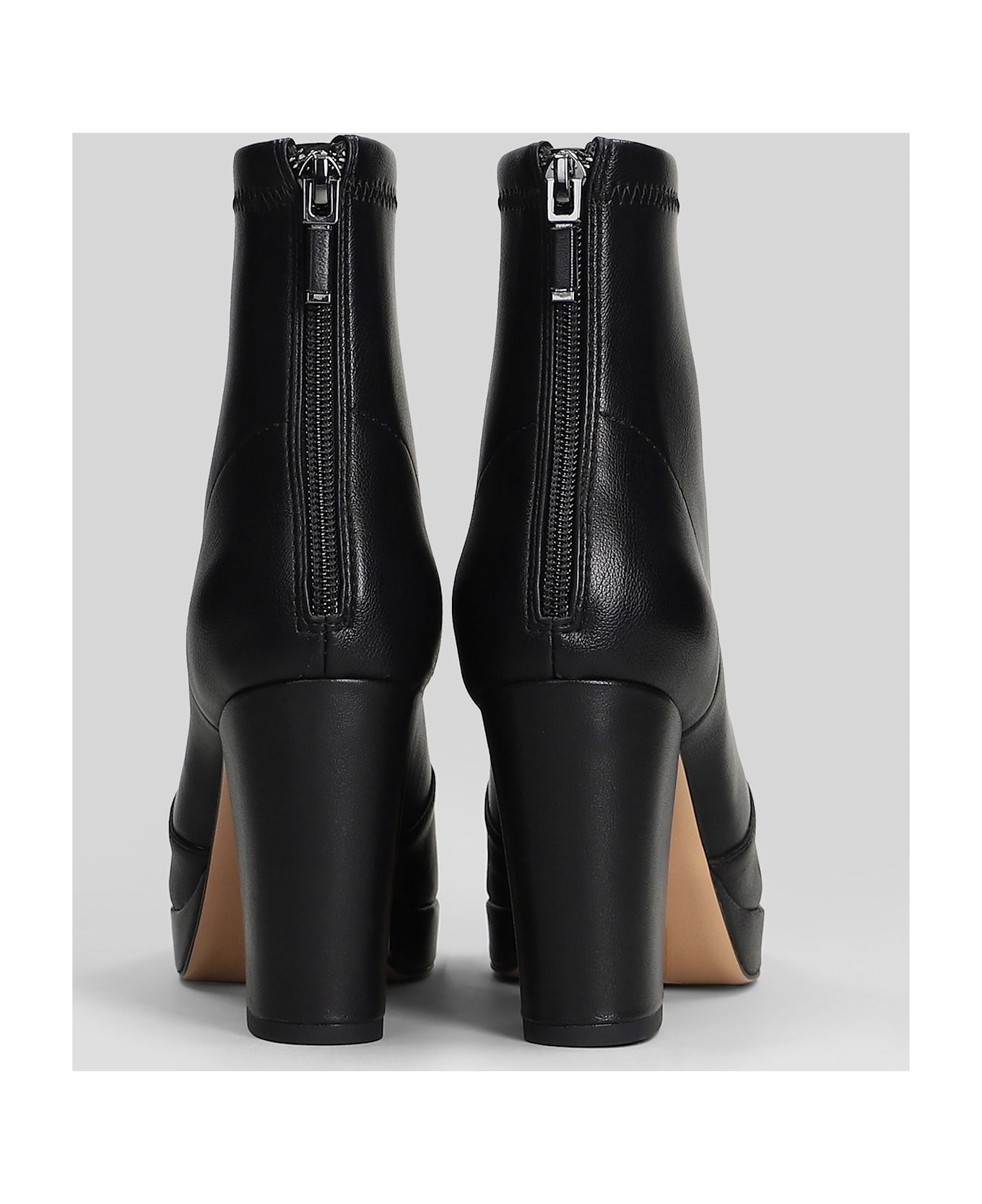 Lola Cruz High Heels Ankle Boots In Black Leather - black