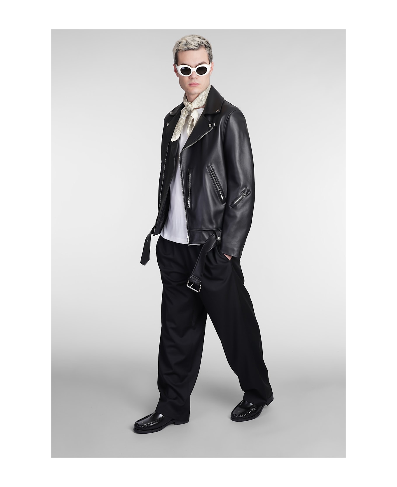 Acne Studios Nate Clean Biker Jacket In Black Leather - black