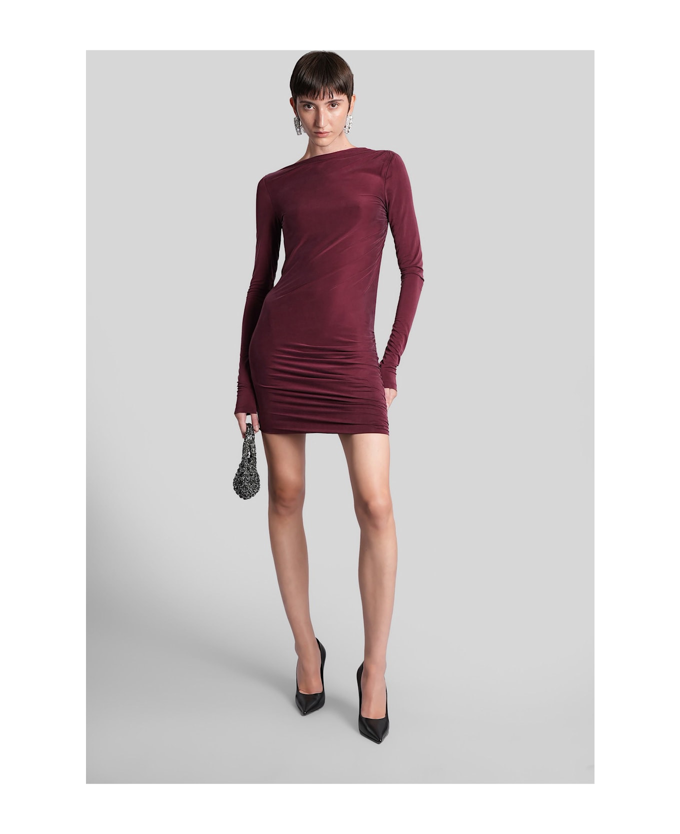 The Andamane Sophie Mini Mini Dress In Bordeaux Polyamide Polyester - bordeaux