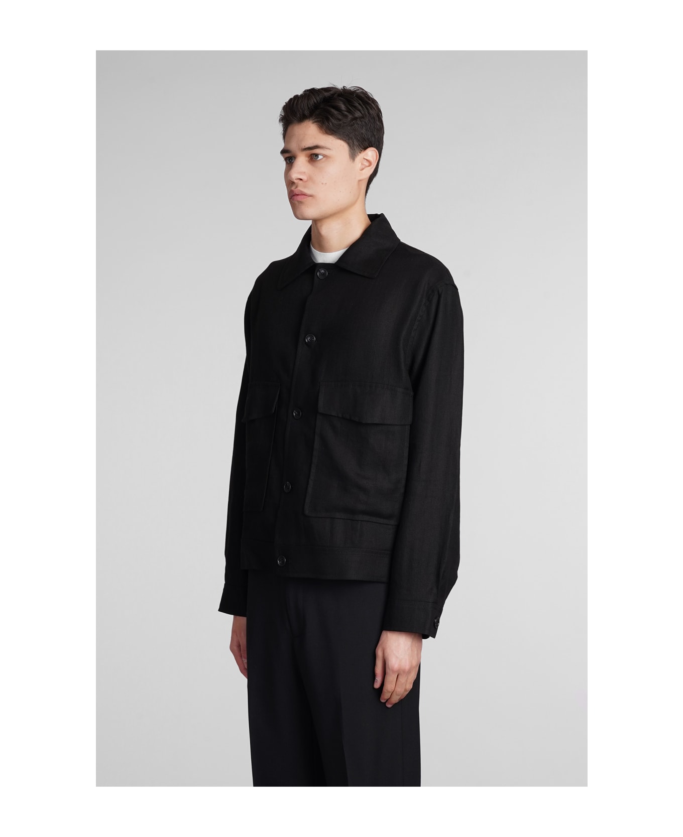 Tagliatore 0205 Amir Casual Jacket In Black Linen - black
