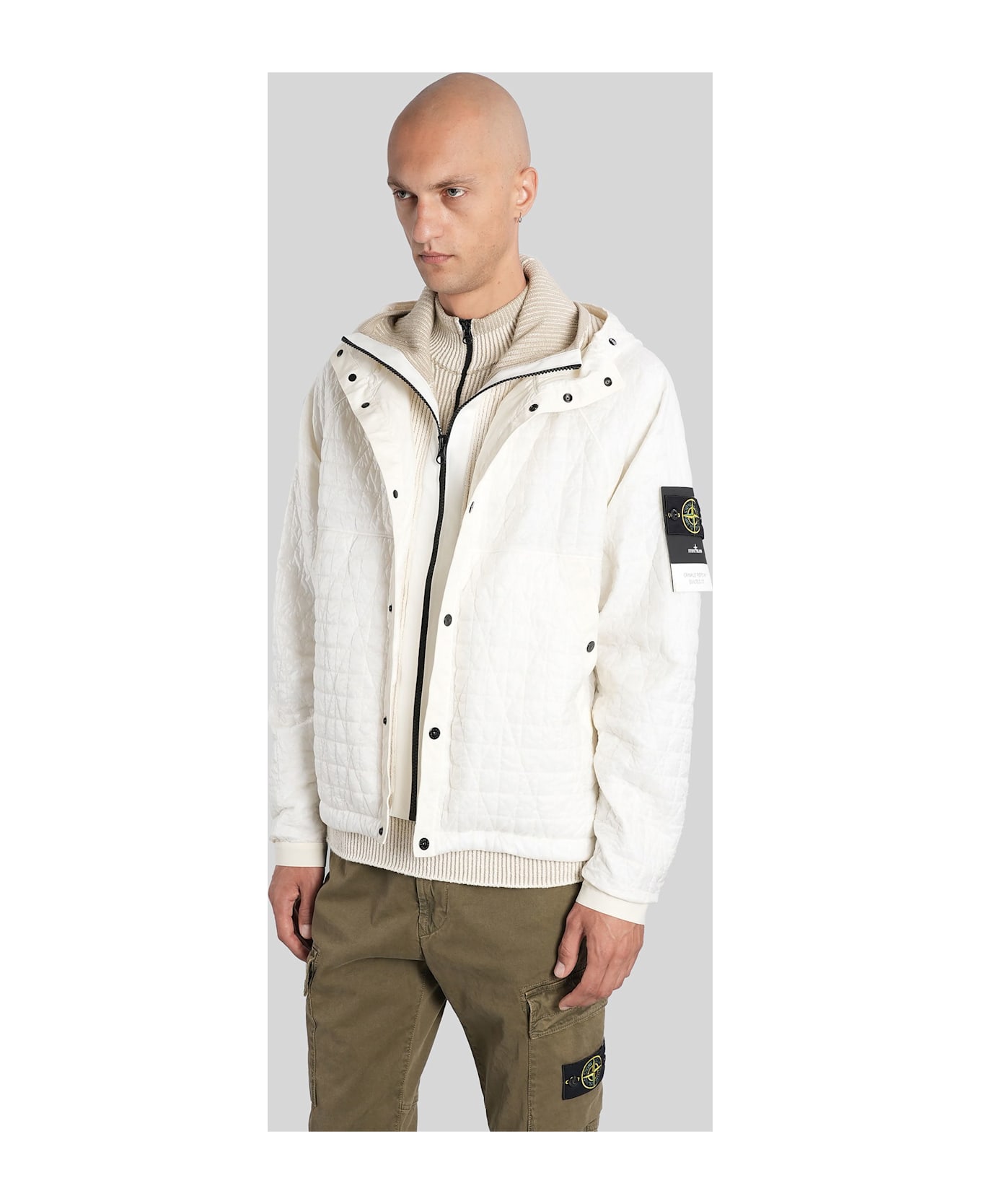 Stone Island Casual Jacket In Beige Polyamide - beige