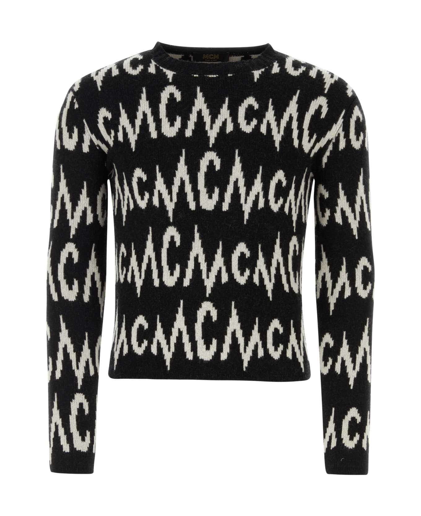 MCM Black Cashmere Blend Sweater - BLACK + EGRET