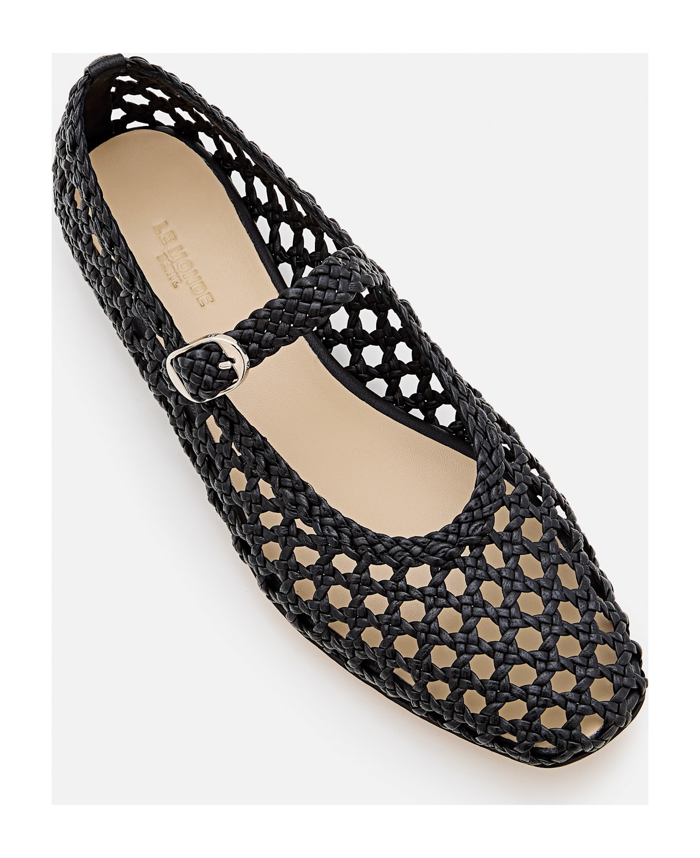 Le Monde Beryl Mary Jane Woven Leather - Black