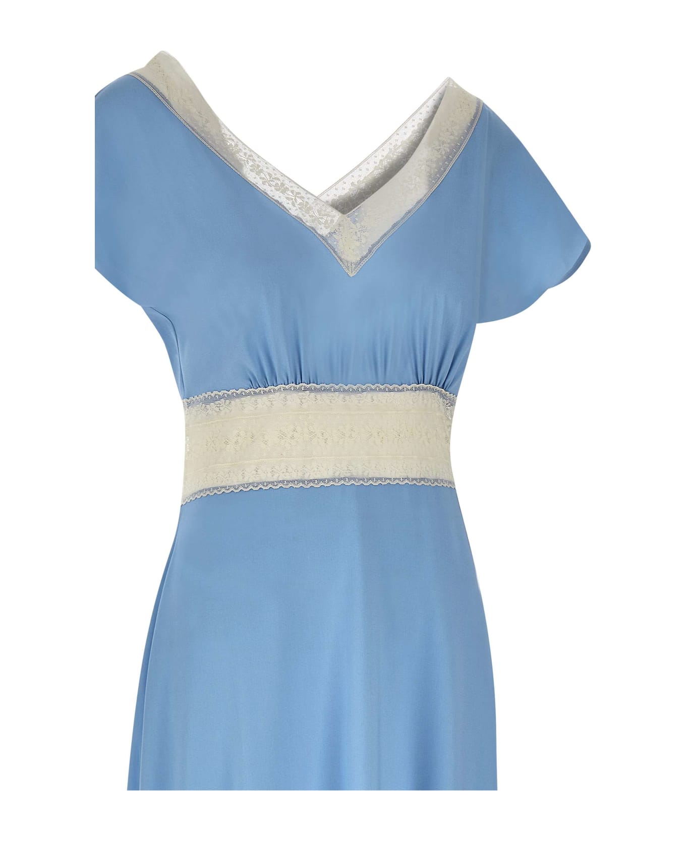 Parosh "sesamo" Silk Dress - LIGHT BLUE