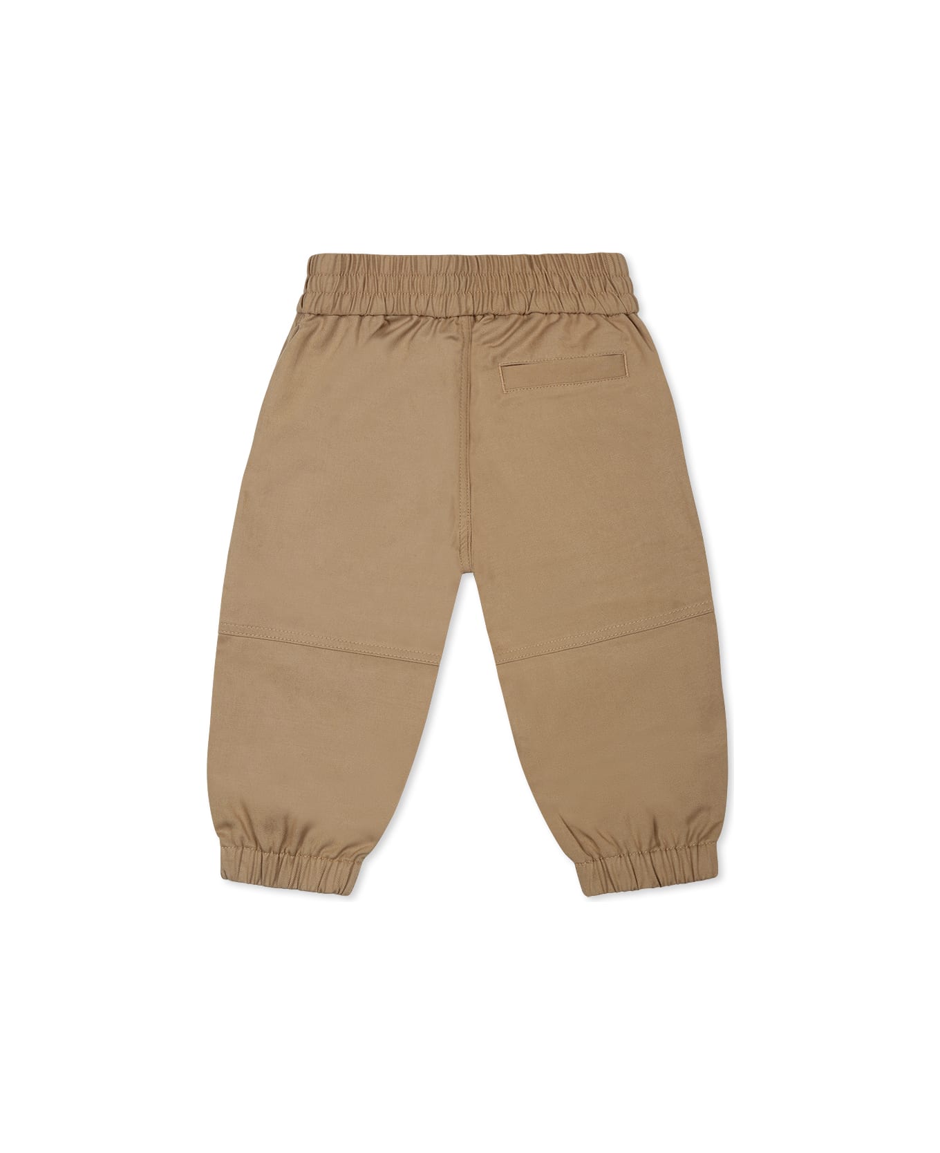 Burberry Beige Trousers For Baby Boy With Equestrian Knight Logo - Beige