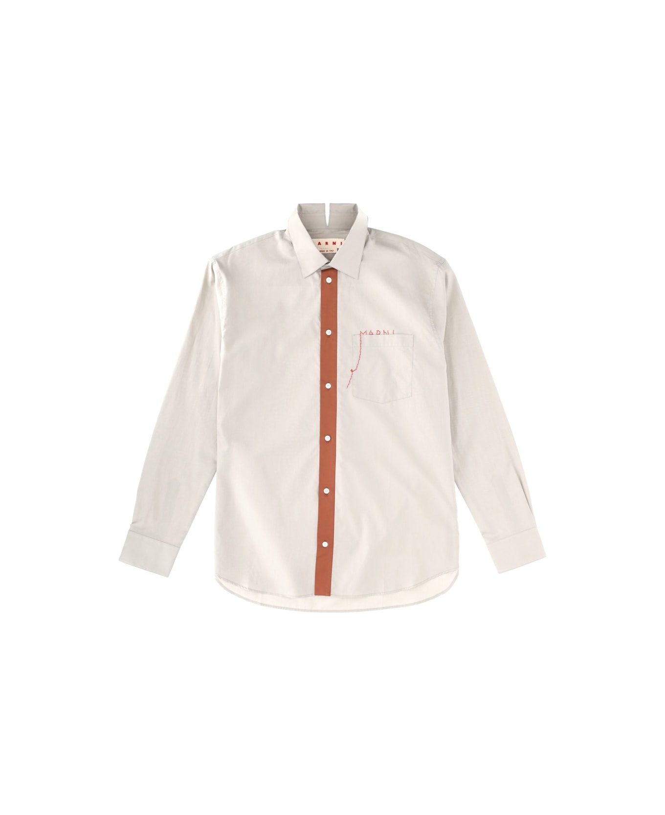 Marni Shirt With Embroidered Logo - GREY