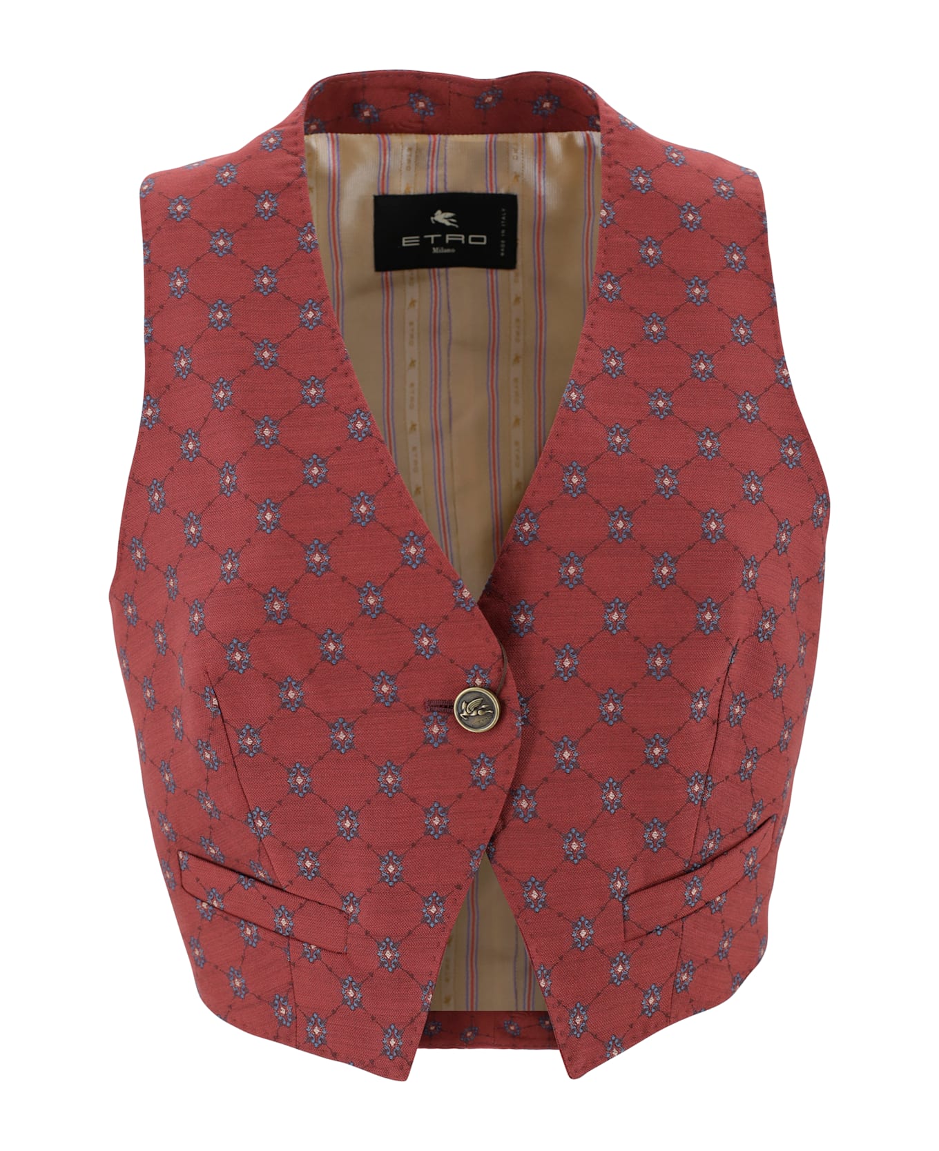 Etro Short Patterned Tie Vest