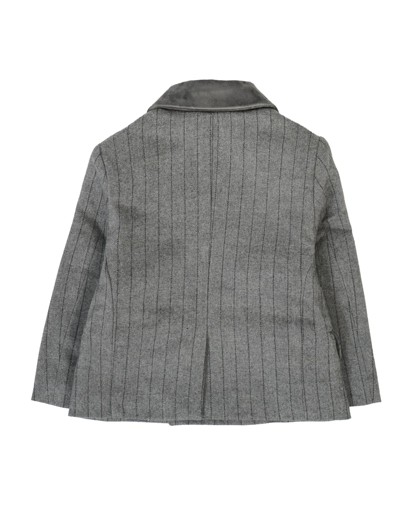 Patachou Gray Jacket For Baby Boy With Velvet Details - Grey