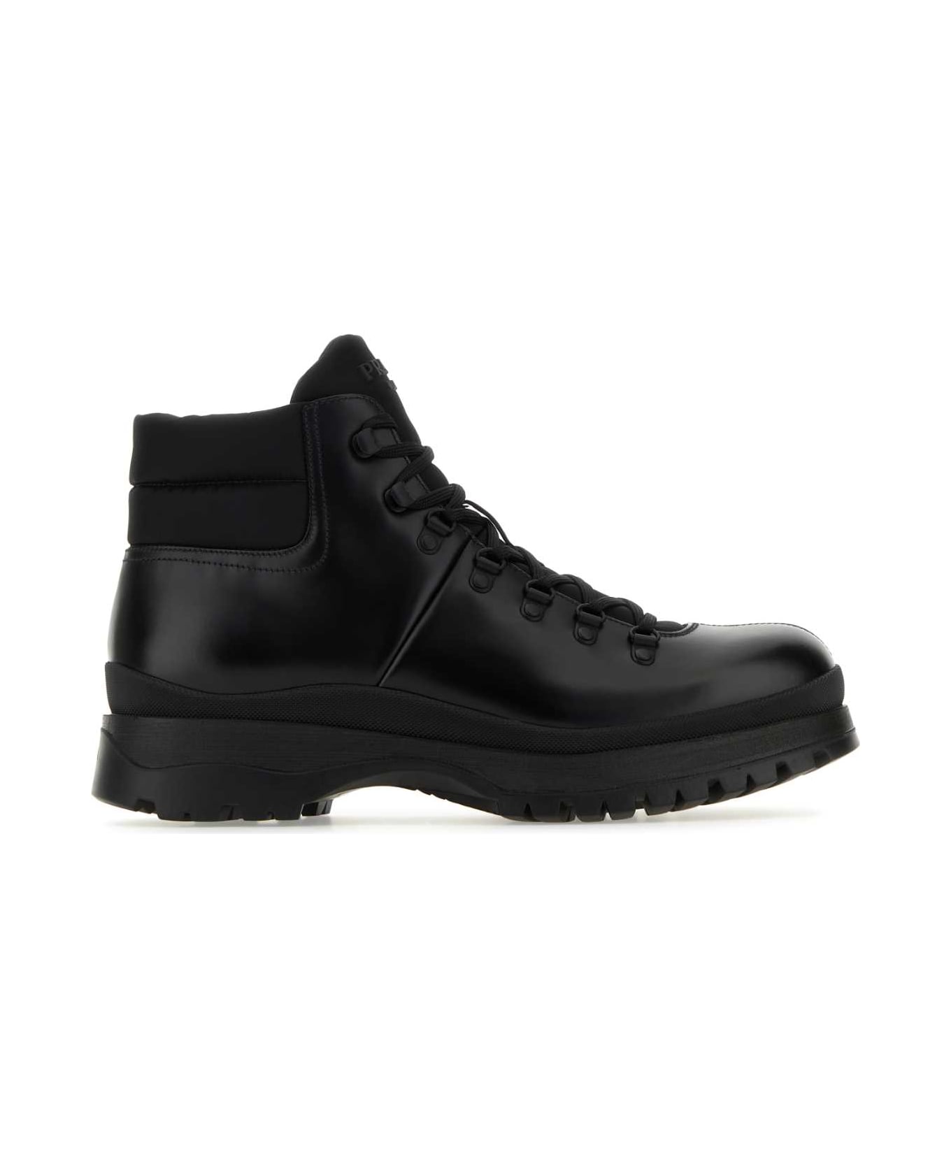 Prada Black Re-nylon And Leather Brixxen Ankle Boots - F0002