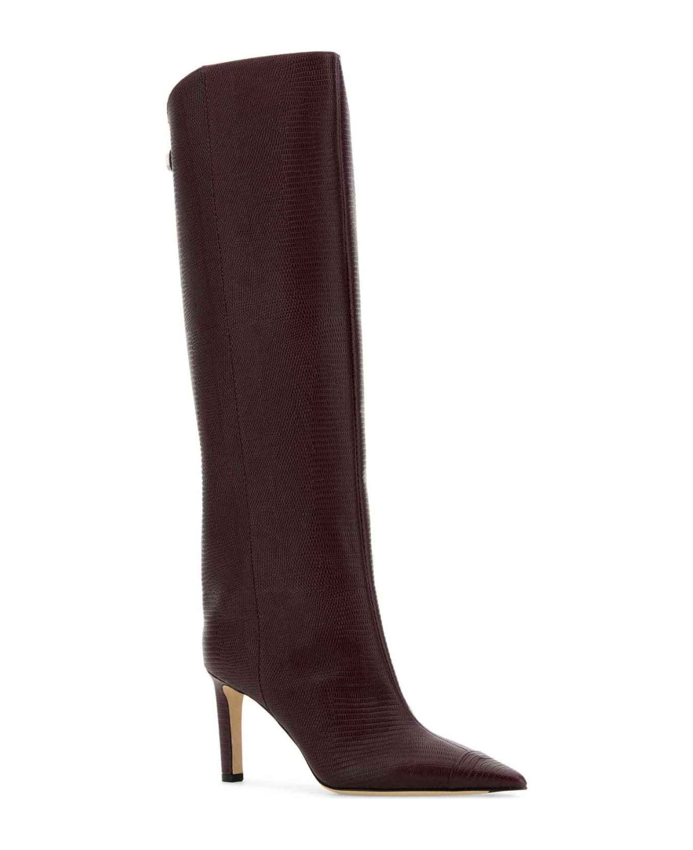 Jimmy Choo Tyrian Purple Leather Alizze Boots - Burgundy