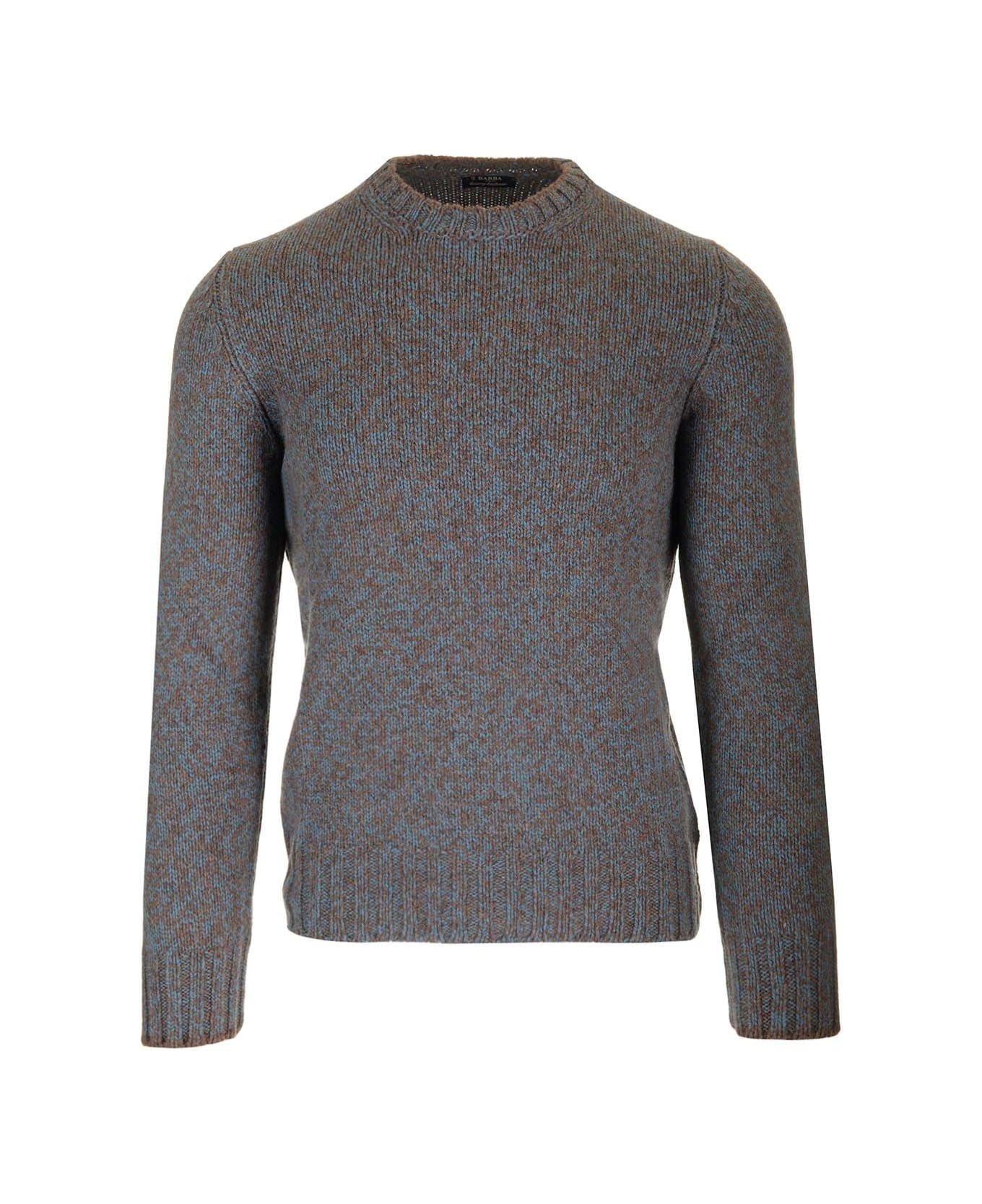 Barba Napoli Moulinè Wool Crewneck Sweater - Grey