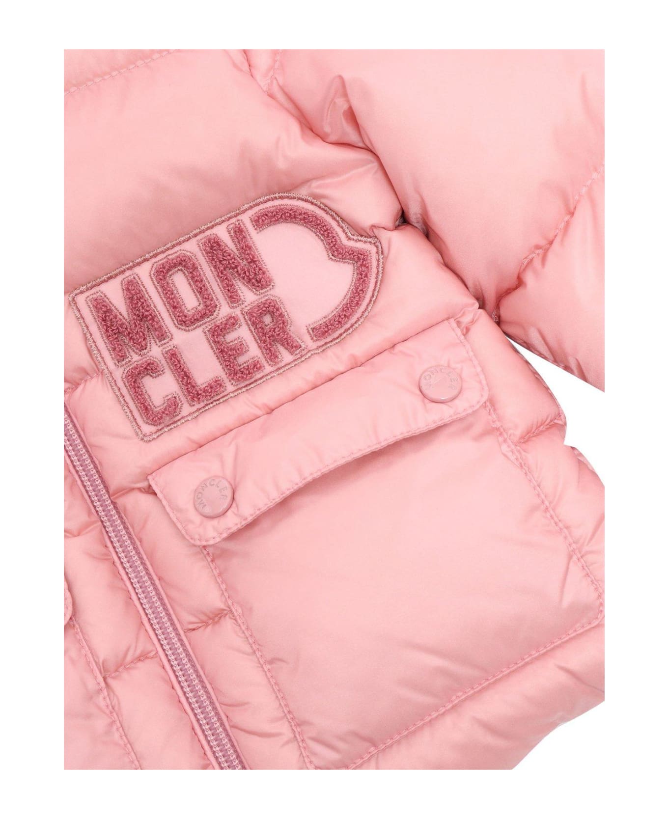 Moncler Abbaye Logo Patch Down Jacket - Pink