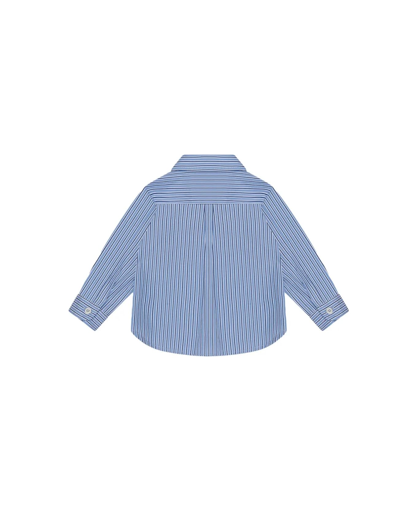 Etro Blue Striped Shirt With Logo - Blue