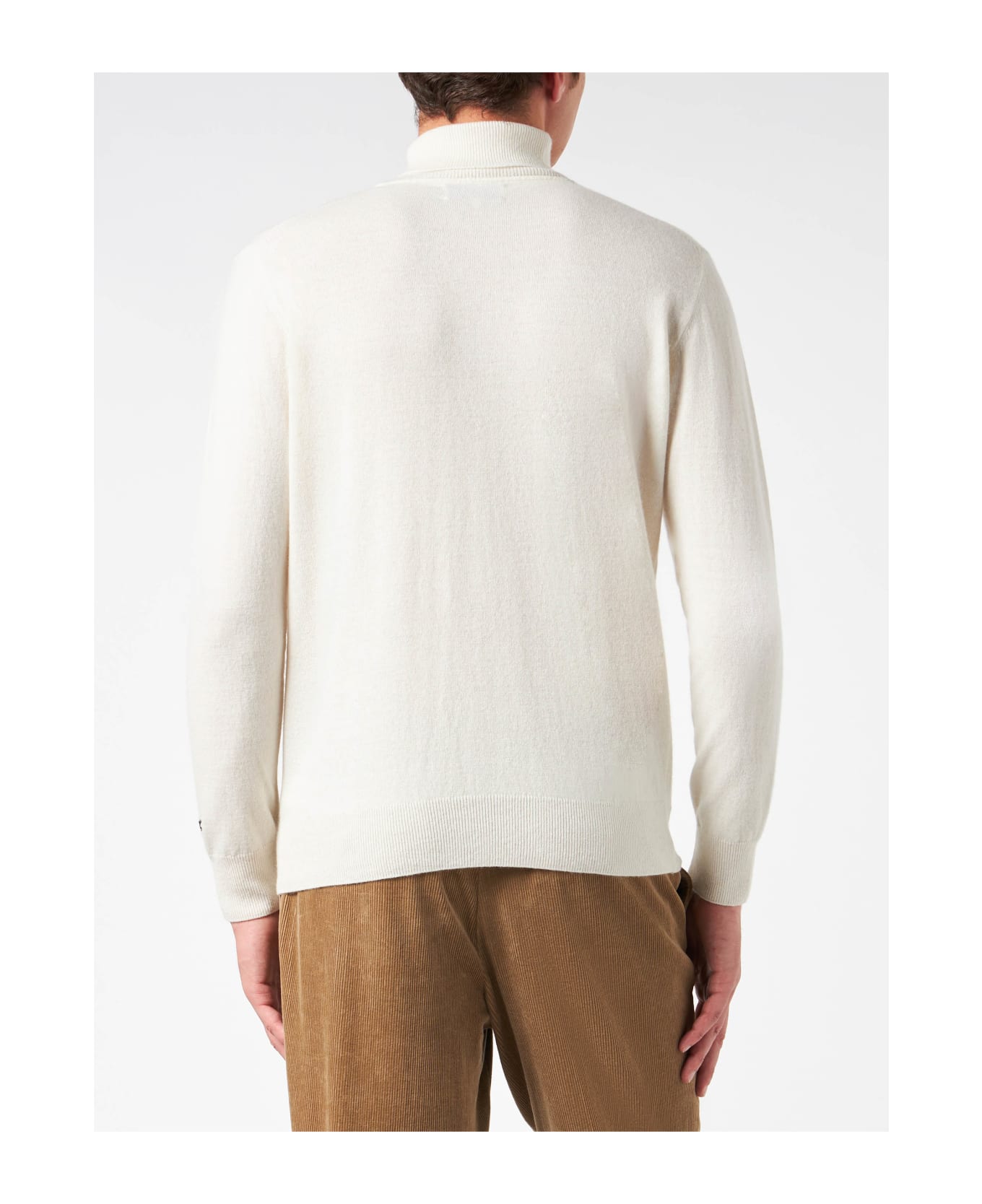 MC2 Saint Barth Man Turtleneck Sweater With Settimana In Bianco Jacquard - WHITE