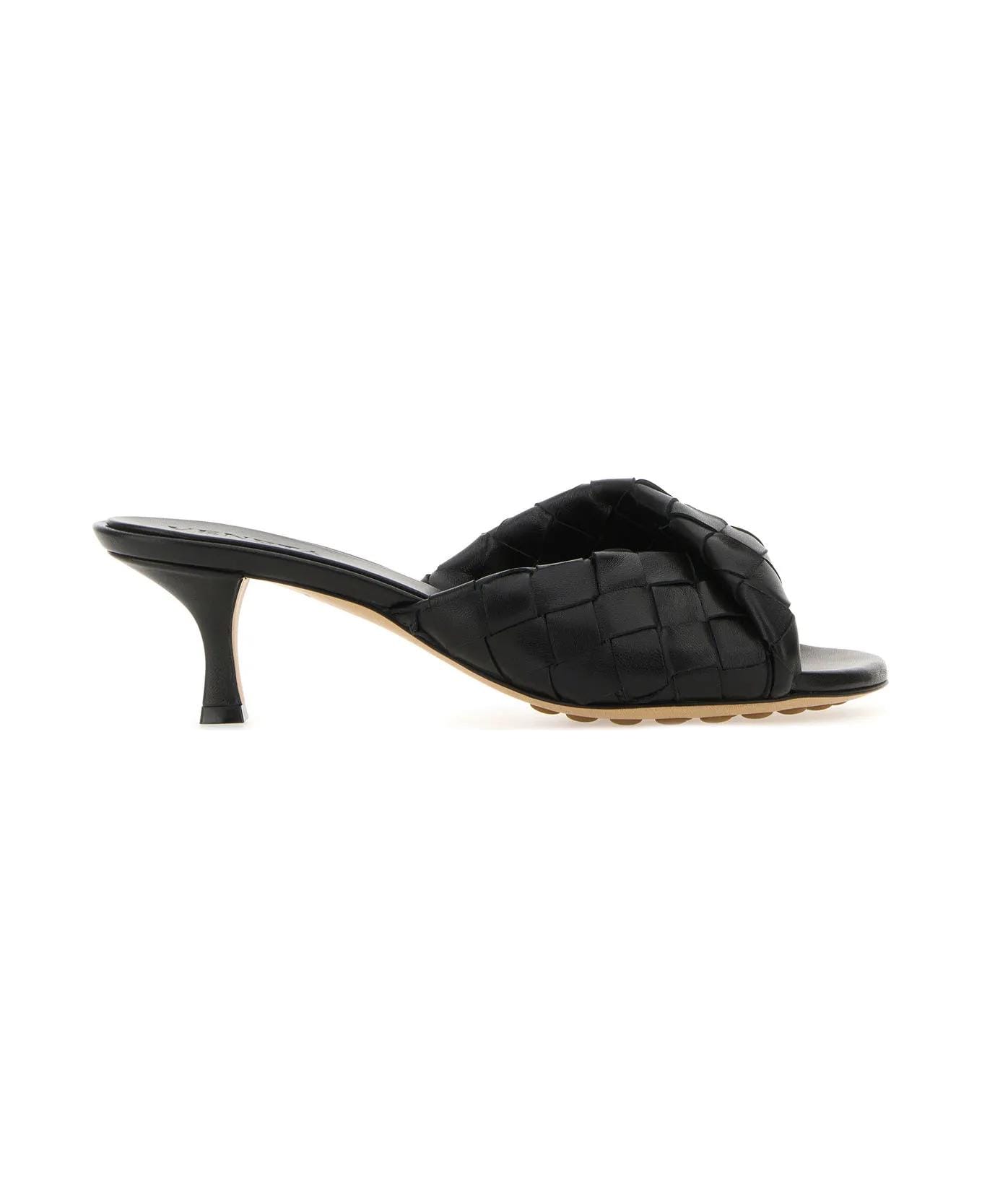 Bottega Veneta Black Nappa Leather Blink Mules - Black