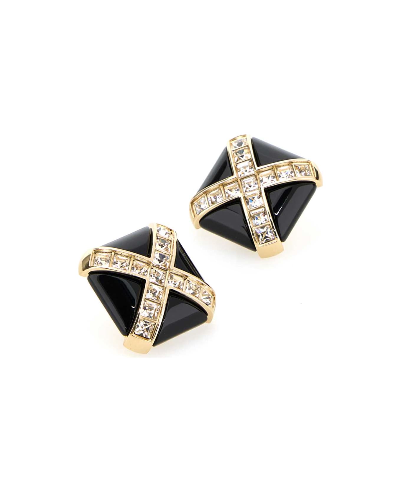 Saint Laurent Black Resin Earrings - DORECRYSTALNOIR