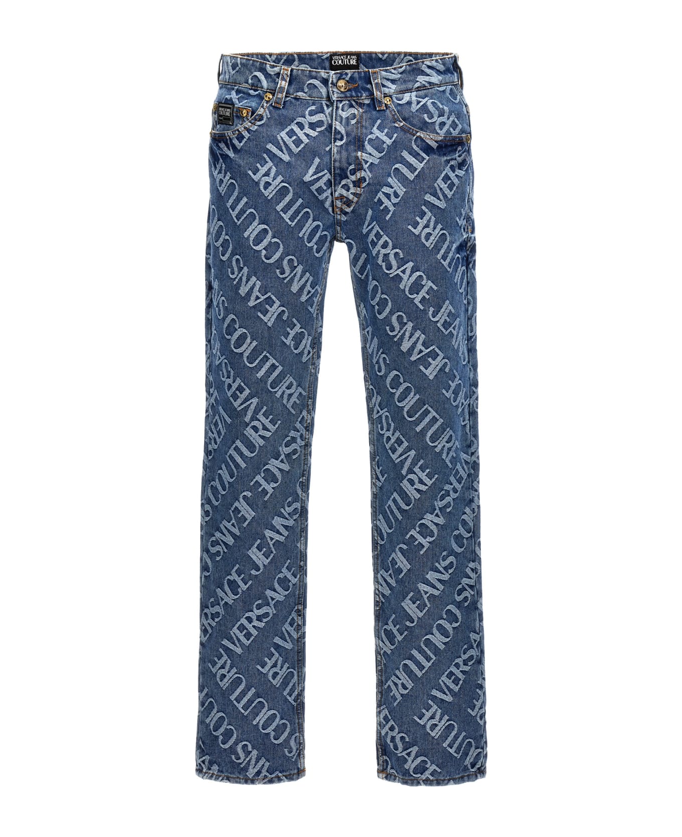 Versace Jeans Couture All Over Logo Jeans - Light Blue