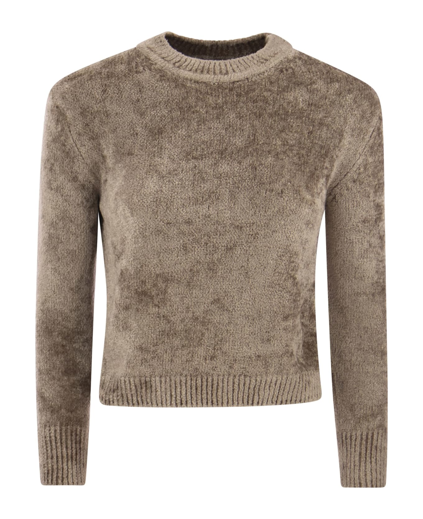 Herno Resort Pullover In Chenille Knit - Nude & Neutrals