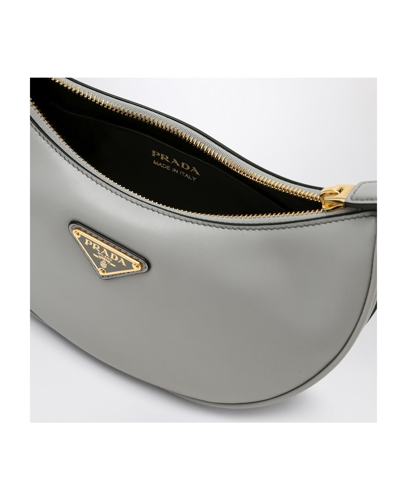 Prada Light Grey Leather Arqu\u00e9 Bag