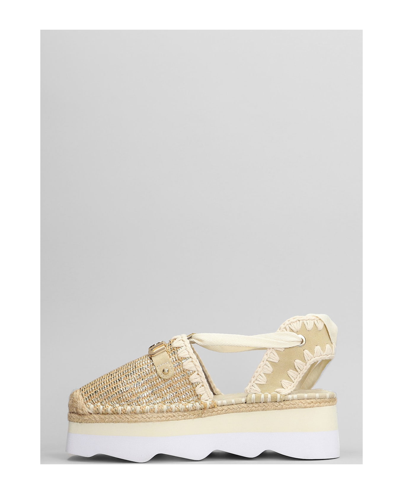 Mou Espa Sandal Espadrilles In Beige Raffia - Golden