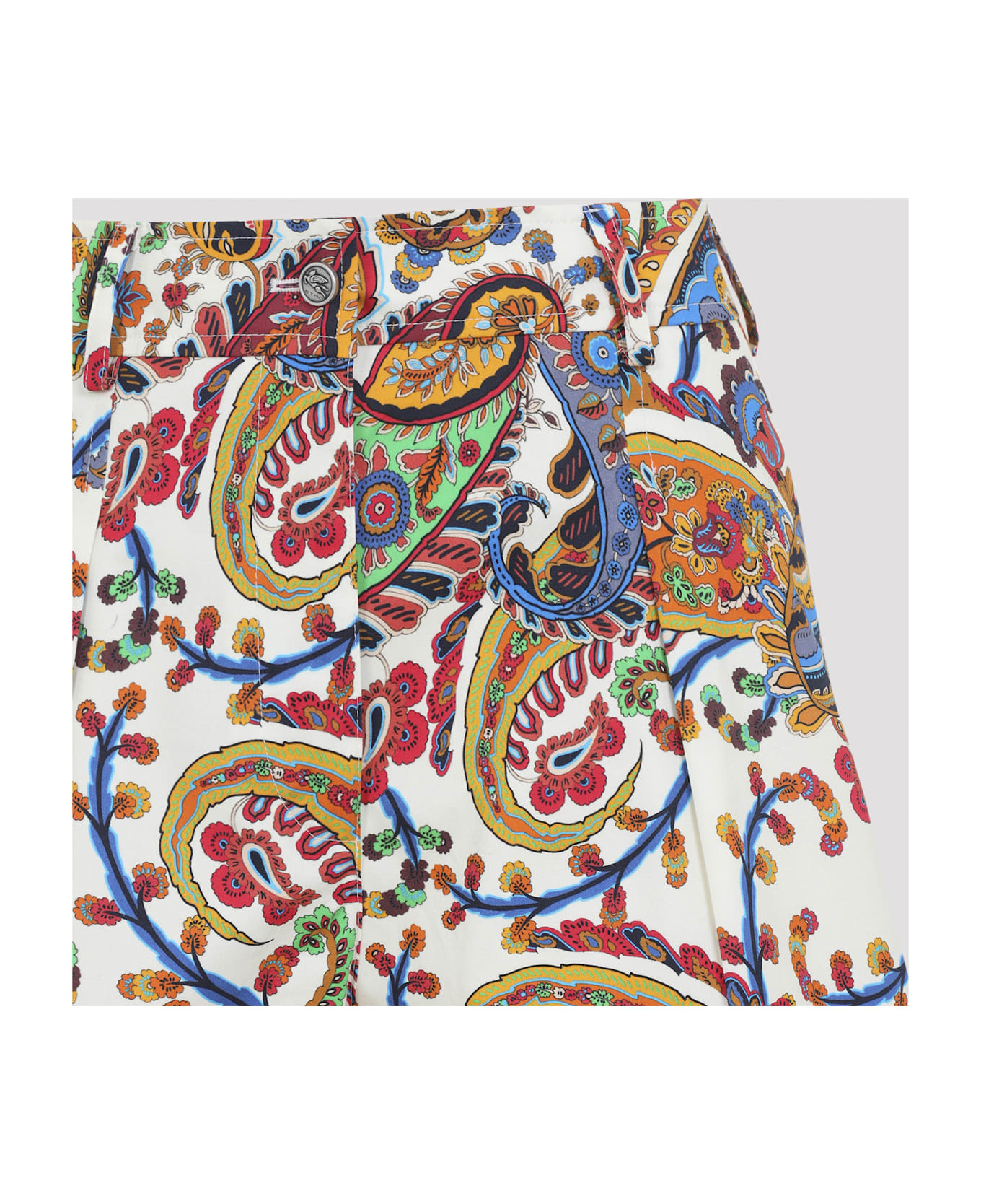 Etro Pleated Shorts With Back Patch Pockets - Multi White