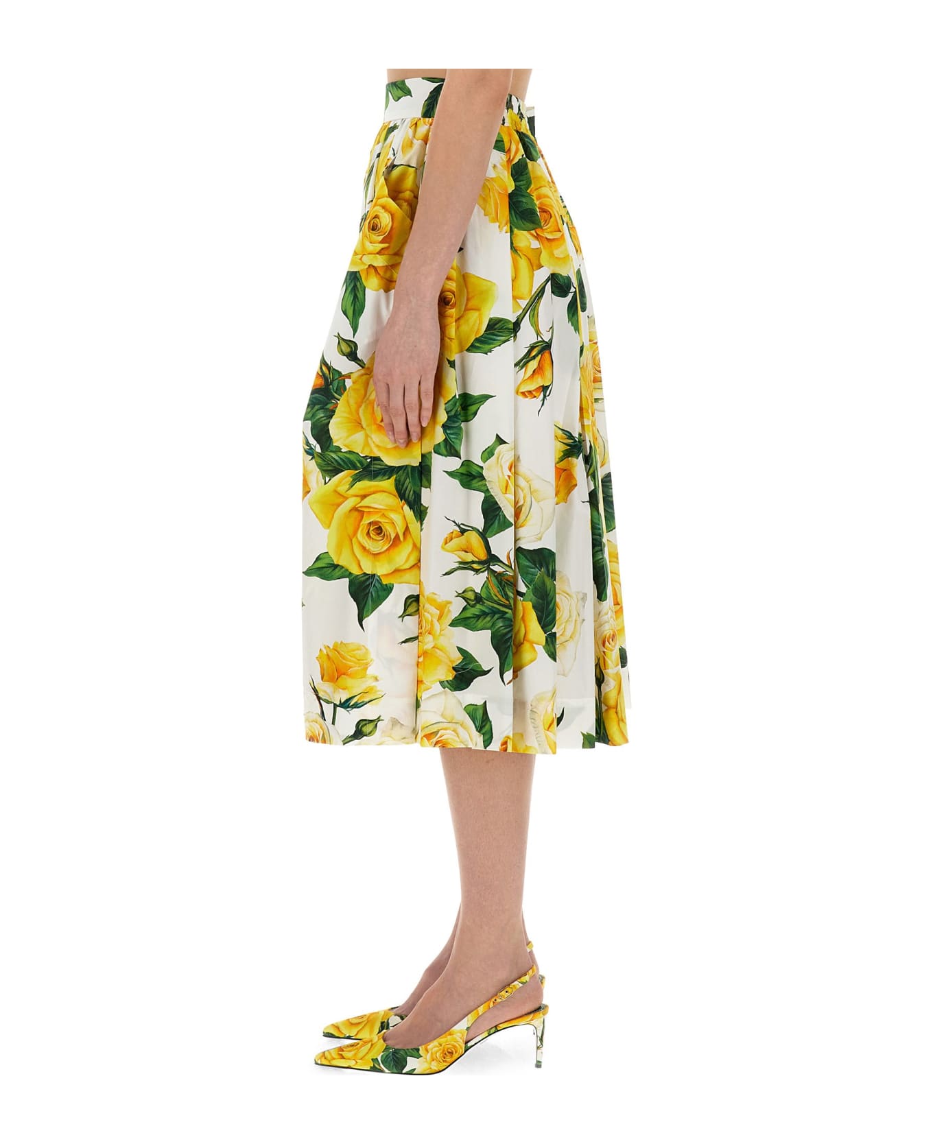 Dolce & Gabbana Flower Print Full Skirt - Dolce & Gabbana long-sleeved cotton shirt