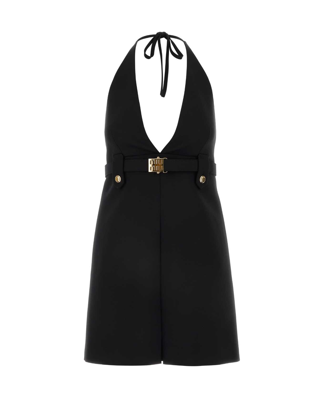 Miu Miu Black Stretch Wool Dress - NERO