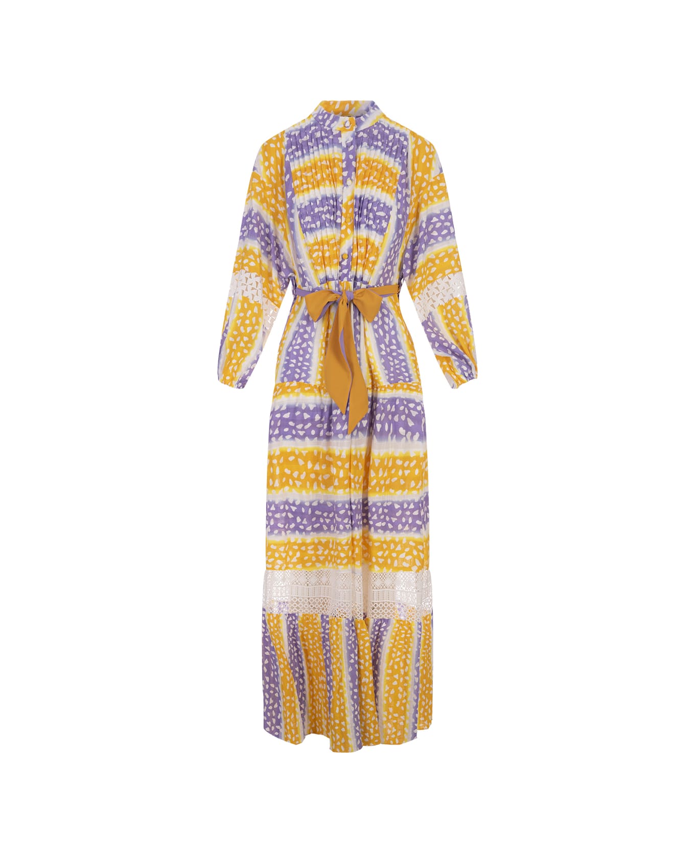 Diane Von Furstenberg Yellow And Purple Printed Long Dress With Embroidery - Yellow