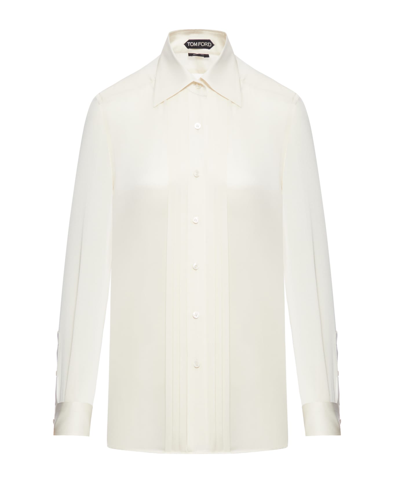 Tom Ford Light Charmeuse Silk Shirt - Gardenia White