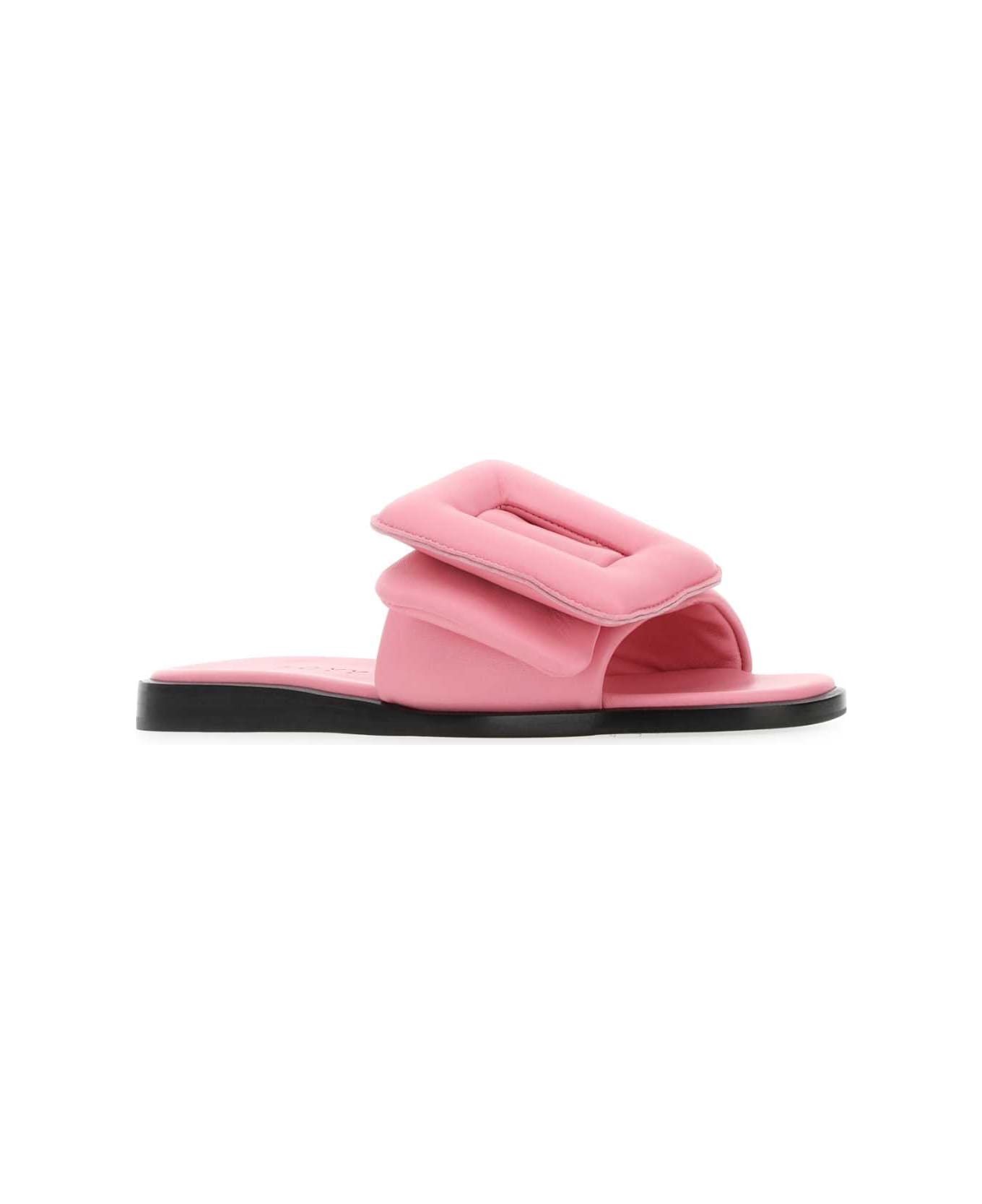 BOYY Pink Leather Puffy Slippers - BUBGUM サンダル