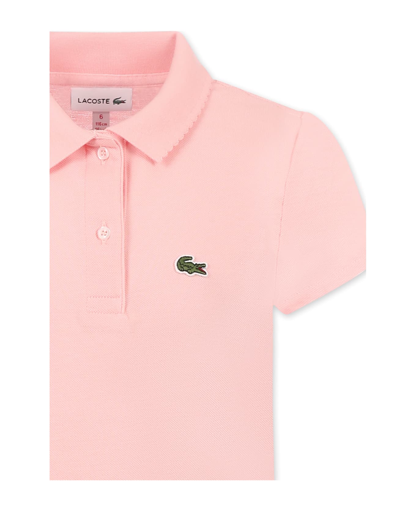 Lacoste Pink Polo Shirt For Girl With Crocodile - Pink