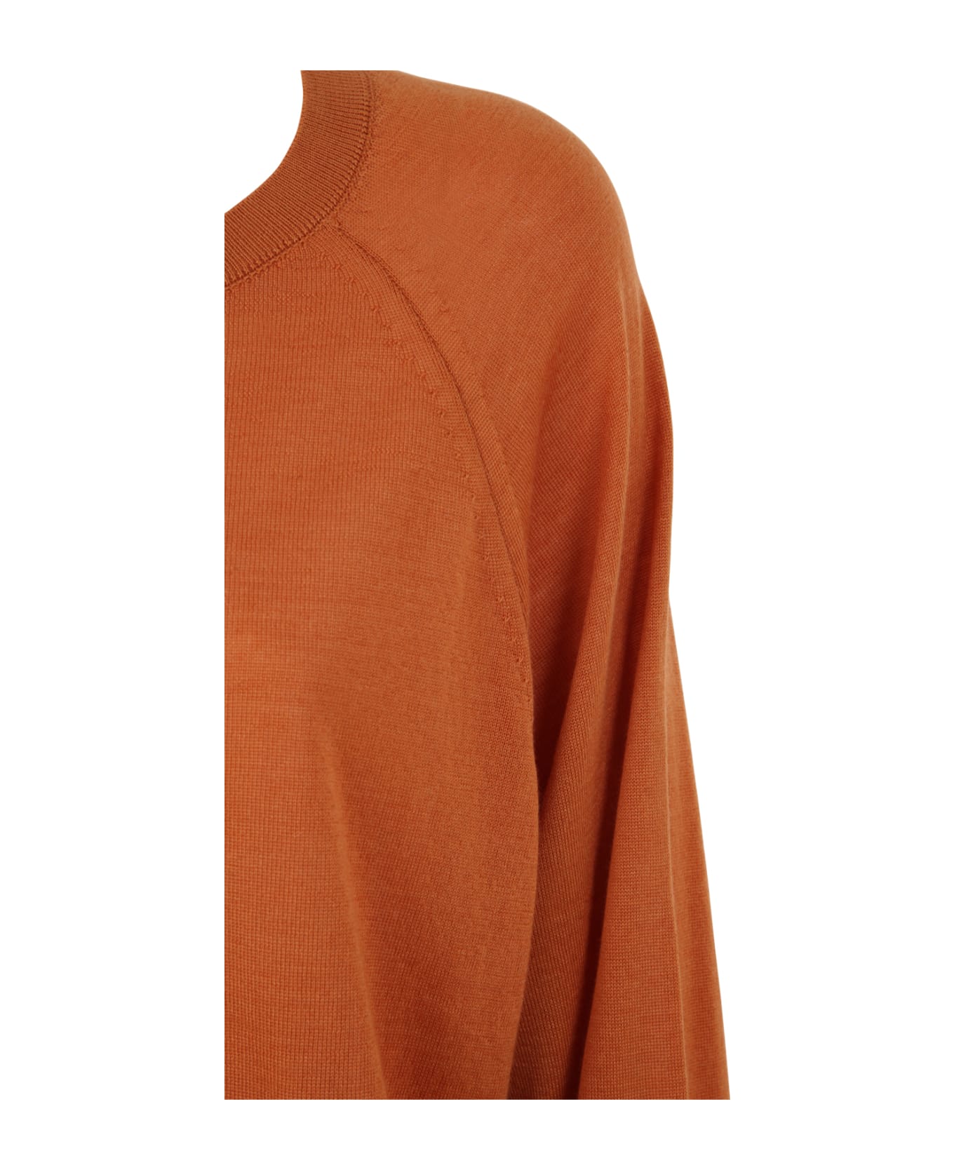 Nuur Wide Boxy Round Neck Pullover - Rust