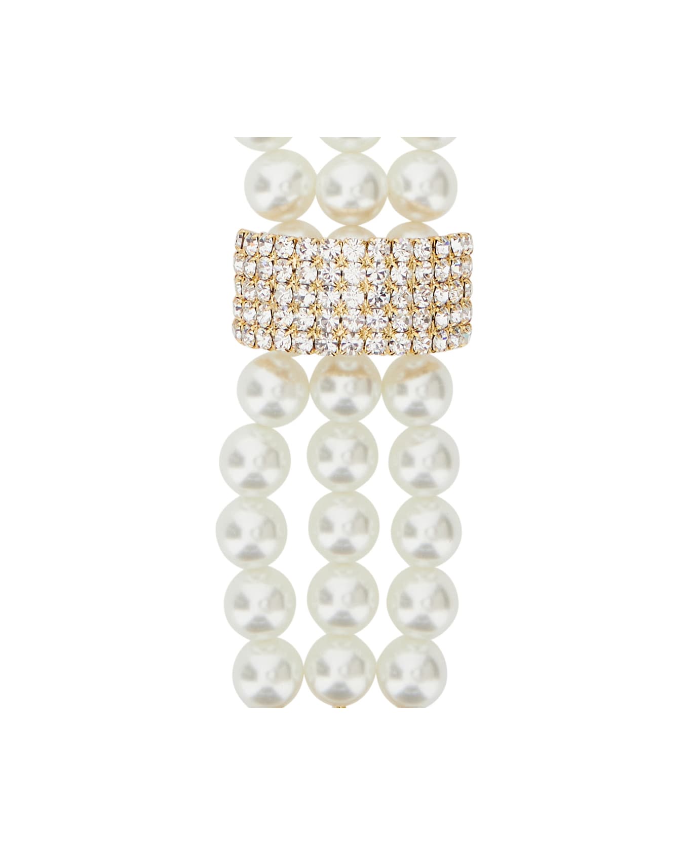 Silvia Gnecchi 
susy
 Metal-colored Necklace With All-over Glass Pearls And Adjustable Clasp In Brass Woman - Metallic