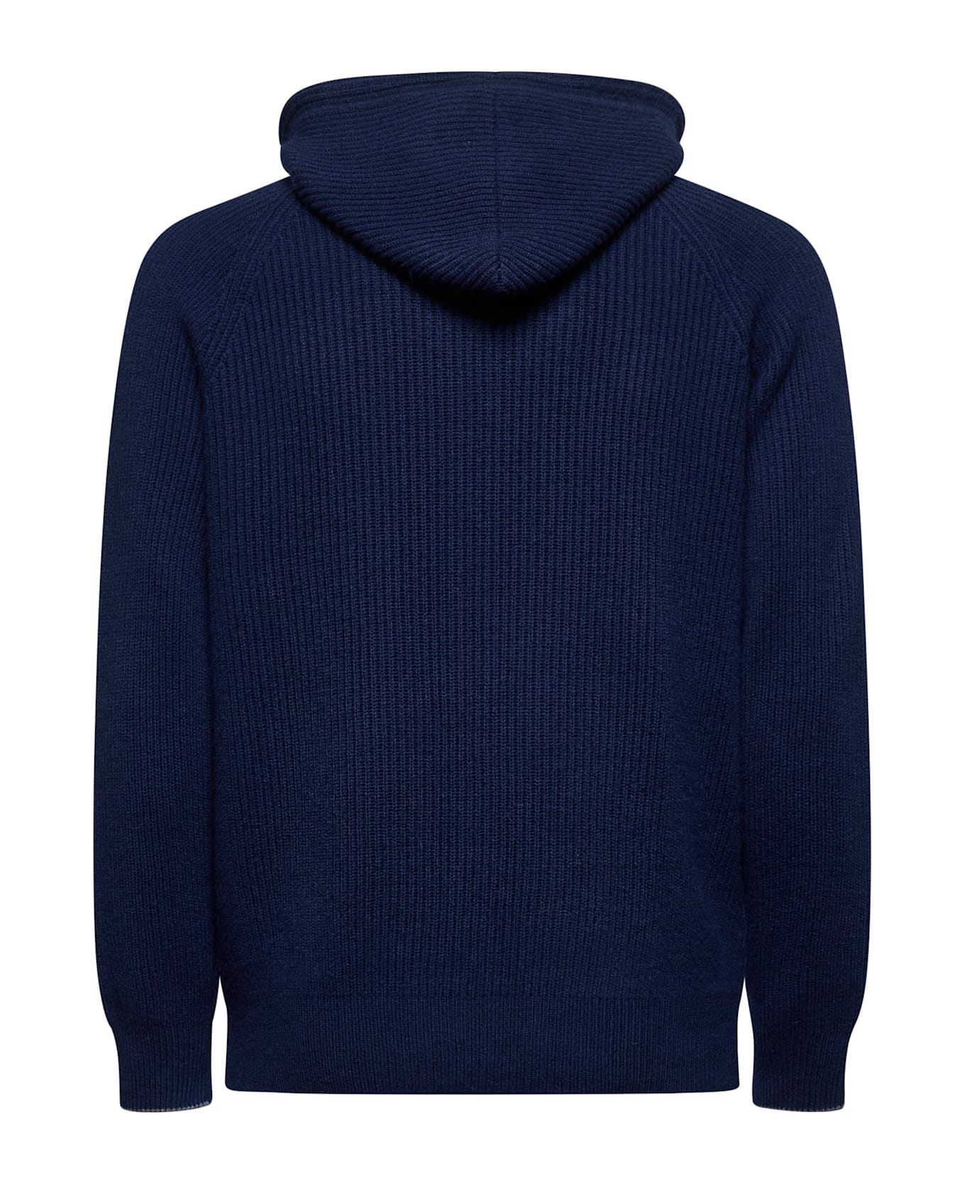 Brunello Cucinelli Blue Cashmere Knit Zip-up Hoodie - Blue